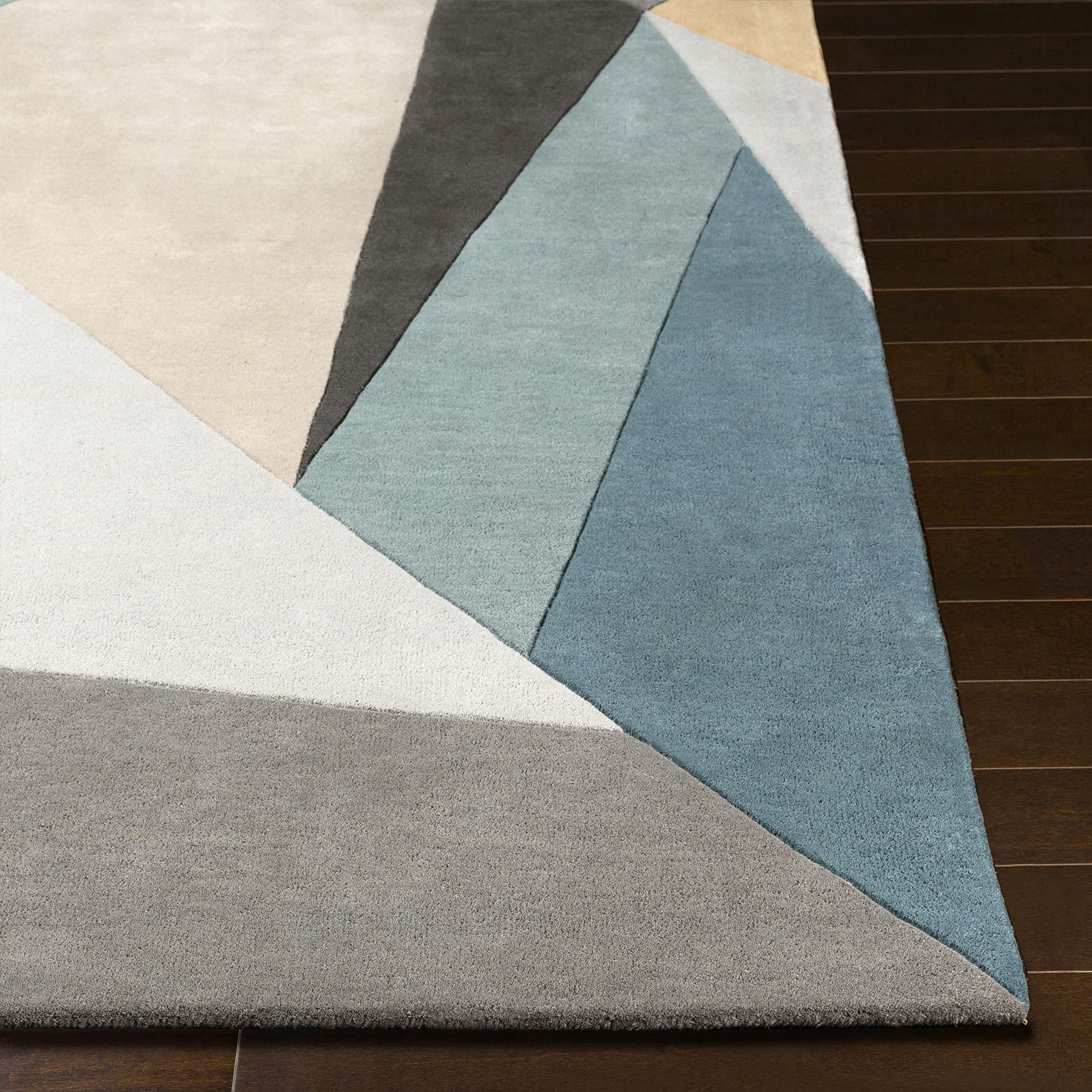 Mark&Day 8x11 Modern Teal Wool Area Rug - Soft Blue, Brown & Cream Carpet for Living Room, Bedroom, Kitchen | Durable & Stylish Home Decor for Cozy Spaces (8' x 11')