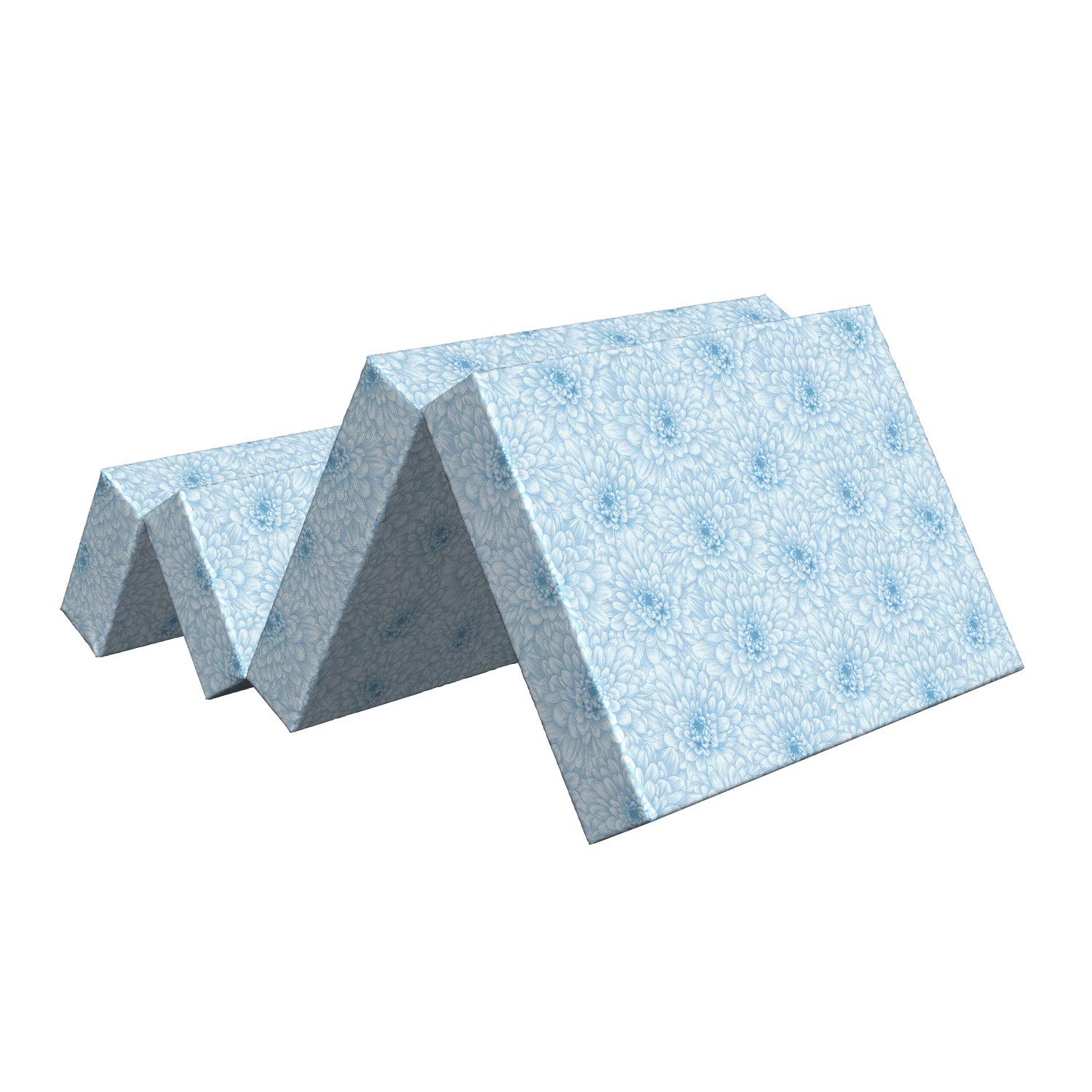 Ambesonne Blue Foldable Mattress - Blooming Romance Floral Design - 74.8