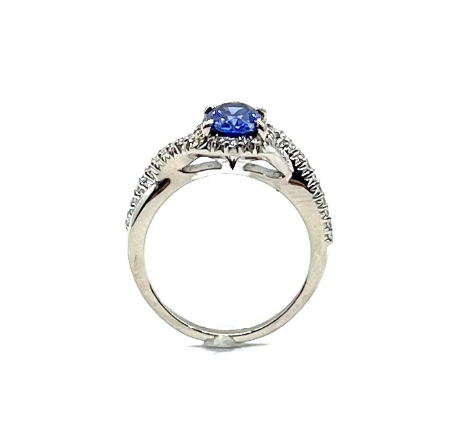 Exquisite Tanzanite and Diamond Twist Ring for Women | Elegant Blue Gemstone Jewelry Gift for Anniversary, Engagement & Special Occasions