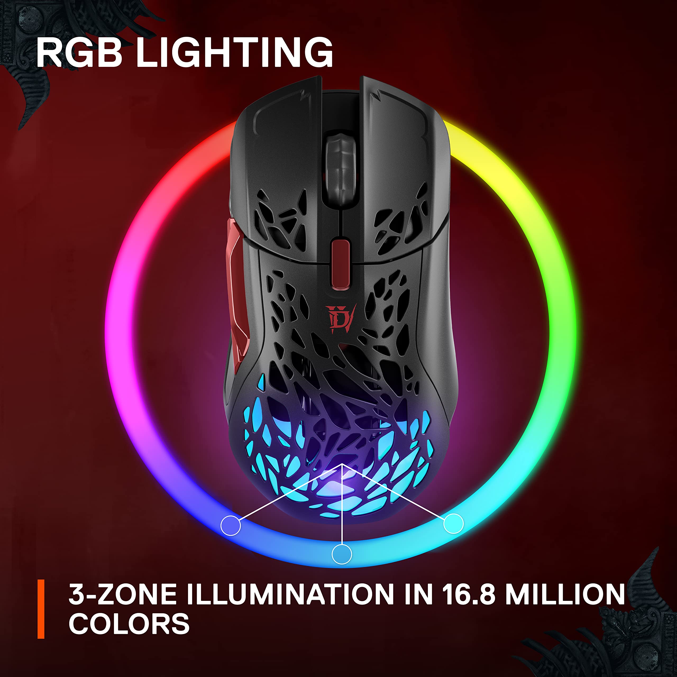 SteelSeries Aerox 5 Wireless Diablo IV Edition - Ultra Lightweight 76g Gaming Mouse with 18000 CPI & TrueMove Air Optical Sensor - Water Resistant Design - 180+ Hour Battery Life - Includes Free In-Game Item - Perfect for PC/MAC Gaming, MMO, RPG & FPS Games