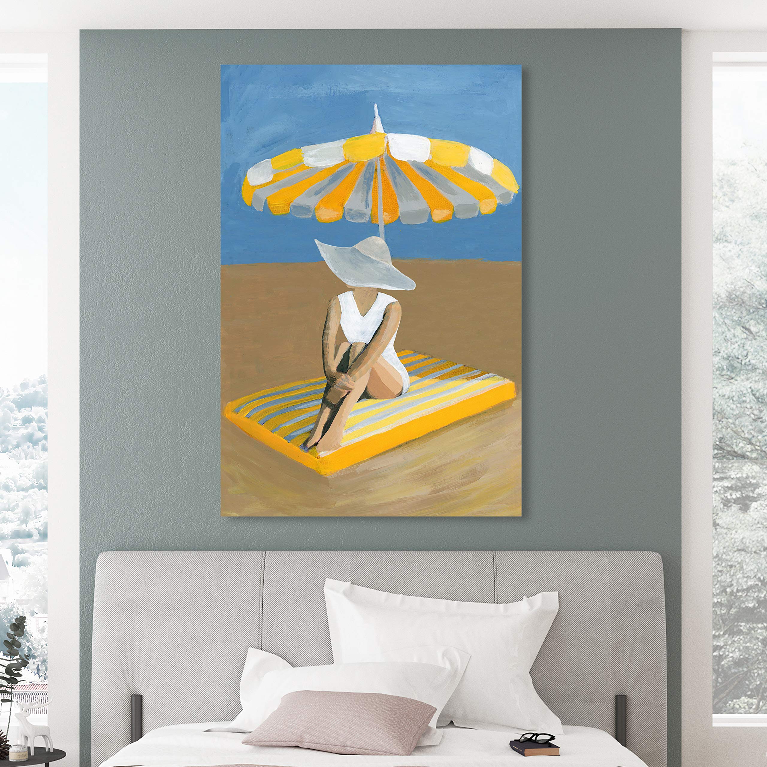 Oliver Gal Artist Co. Fashion & Glam Wall Art Canvas Print - 30x45 Inch Yellow & Blue Umbrella Home Decor - Perfect for Living Room, Bedroom & Office Wall Decoration