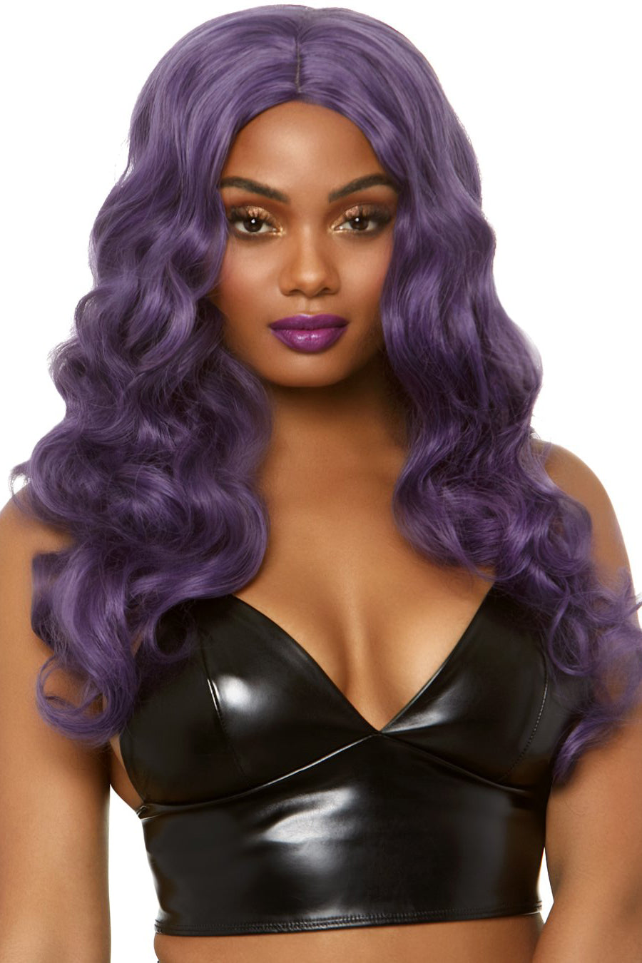 Long Wavy Purple Wig for Women - Soft Synthetic Cosplay Hair - Perfect for Halloween, Costume Parties & Anime Conventions