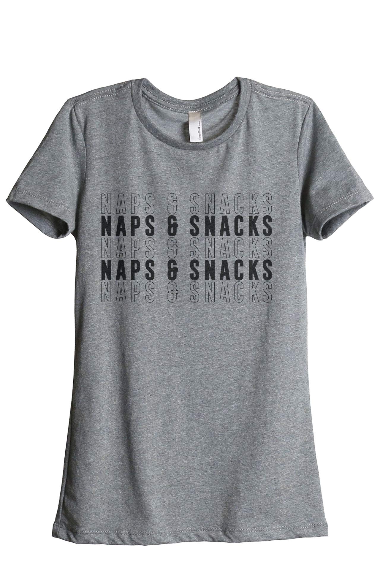 Thread Tank Naps and Snacks Women's Casual Relaxed Fit T-Shirt - Soft Comfortable Tee for Lounge, Sleepwear & Everyday Wear