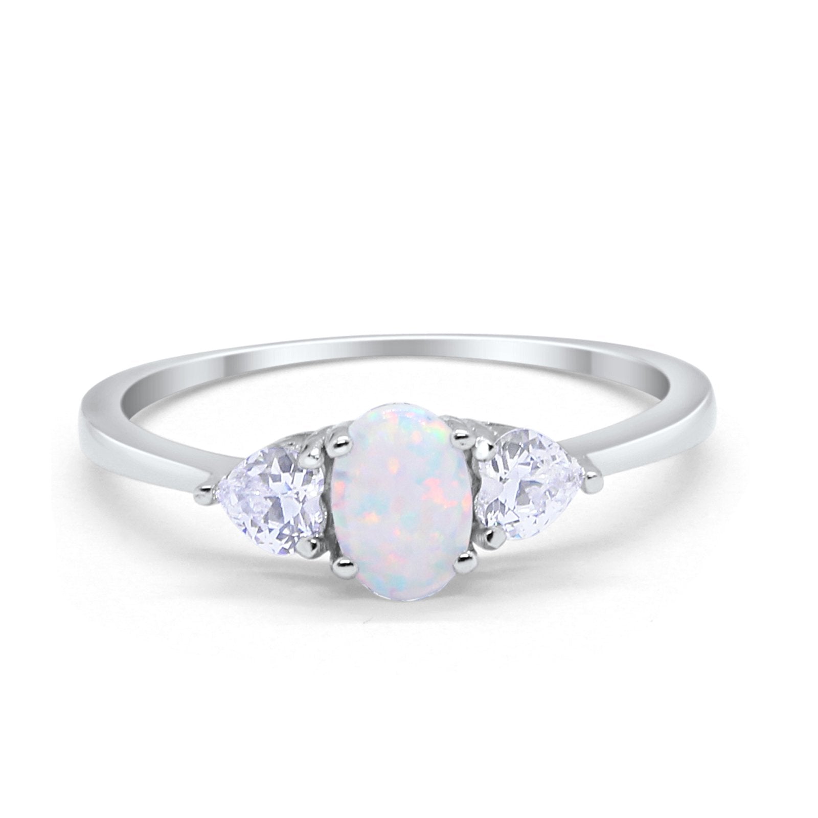 3 Stone Oval Promise Ring - 925 Sterling Silver with Simulated Cubic Zirconia - Elegant Fashion Jewelry for Women - Perfect for Anniversaries, Engagements & Special Occasions
