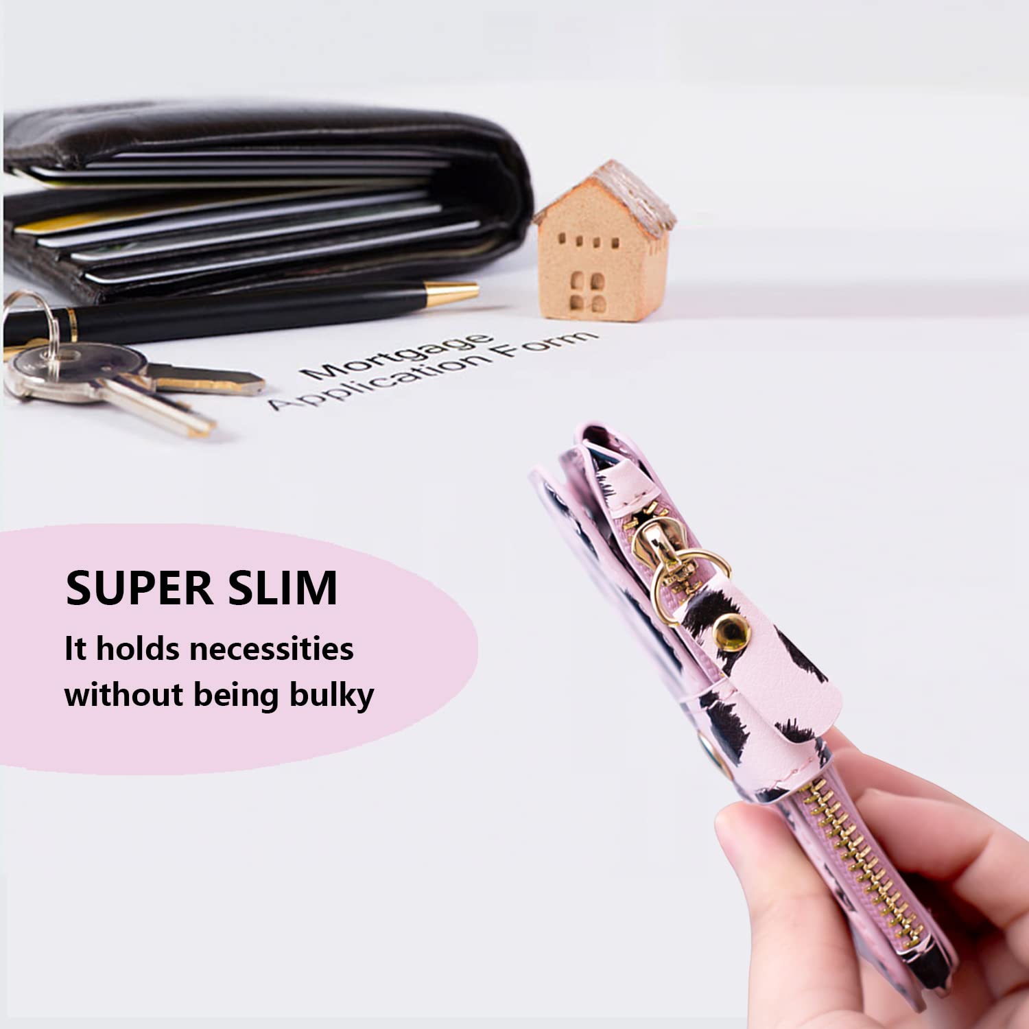 Stick-On Phone Wallet Card Holder - Compatible with Most Smartphones, Attachable Credit Card & ID Holder for iPhone & Android (Pink & Black) | Perfect for Hands-Free Shopping, Travel & Everyday Convenience