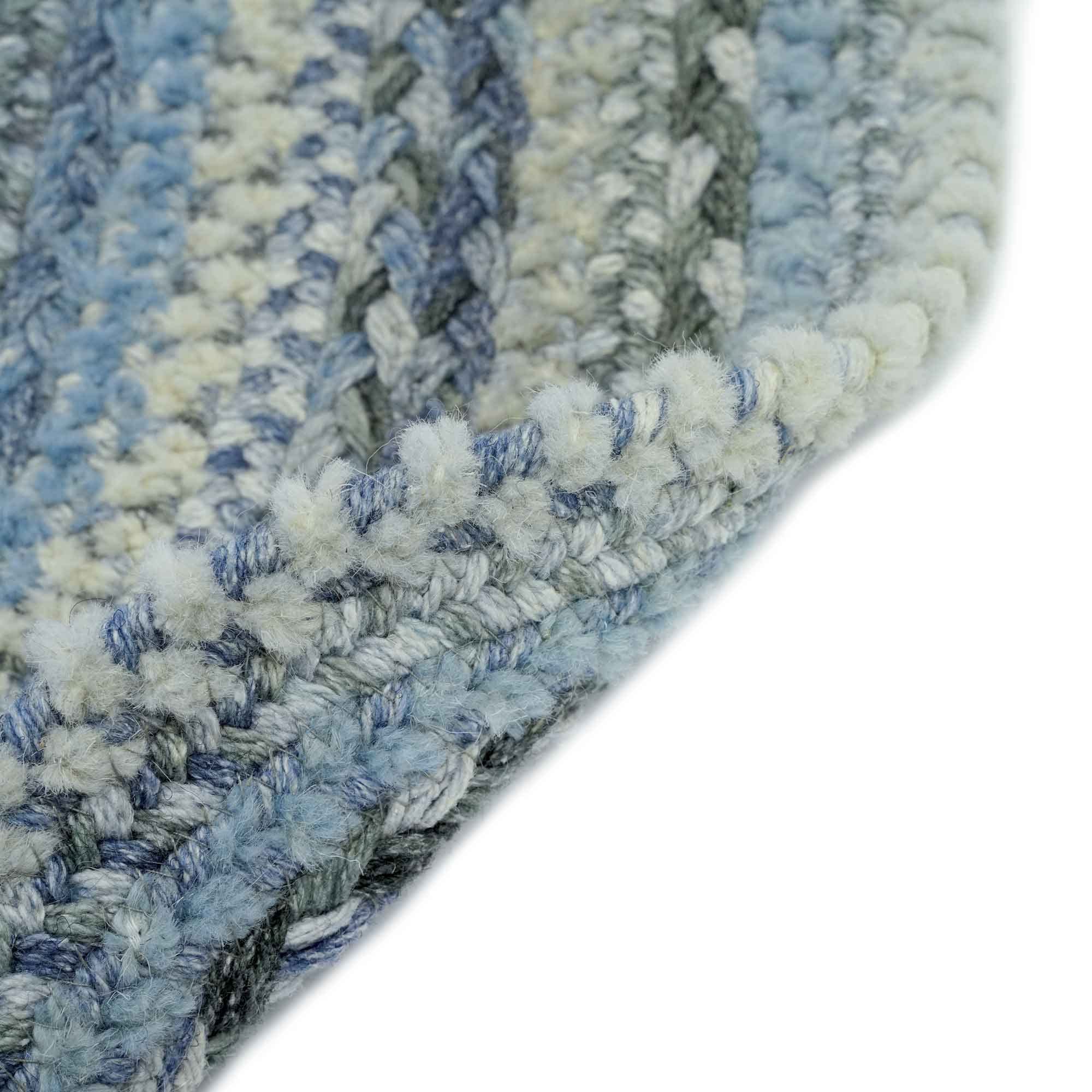 Capel Rugs Harborview Oval Braided Rug 3' x 5' Blue - Non-Slip Handwoven Cotton Rug for Living Room, Bedroom & Entryway Decor