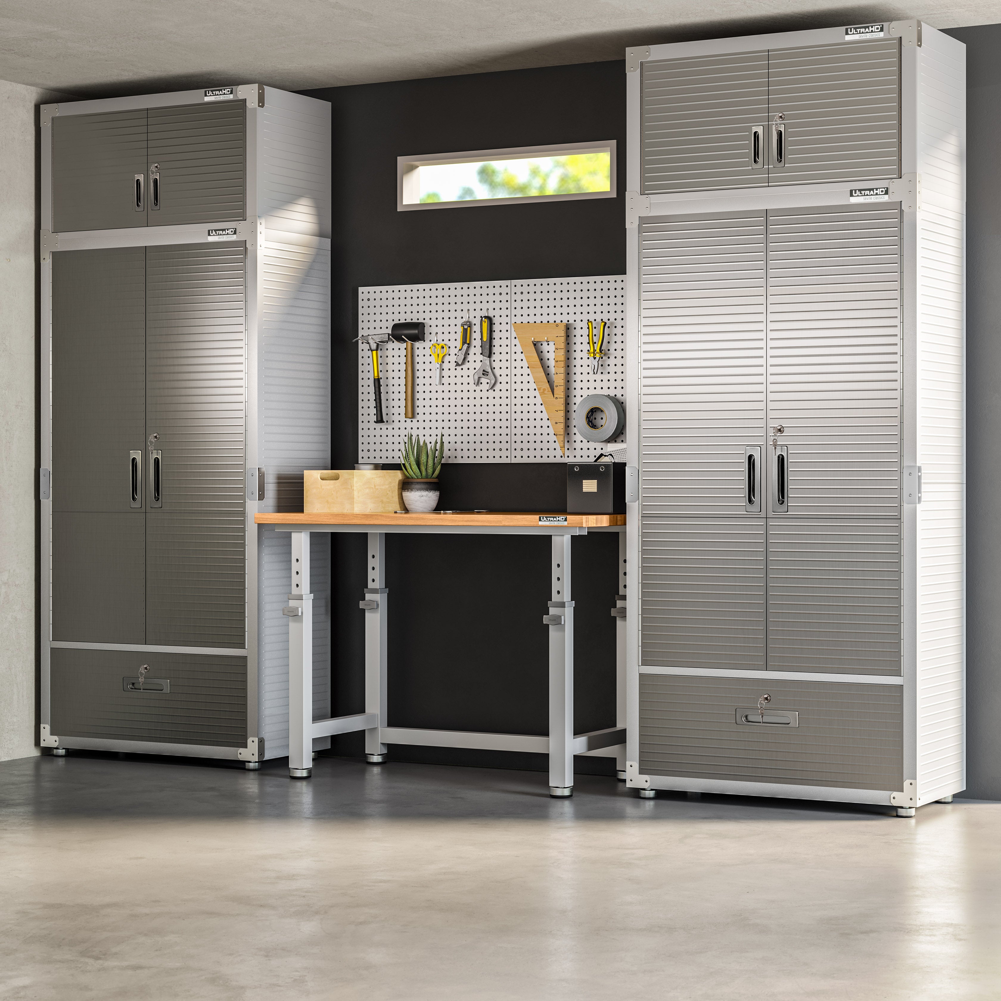 UltraHD® 2-Piece Storage Cabinet Set with Bottom Drawers - Perfect for Home, Office & Garage Organization