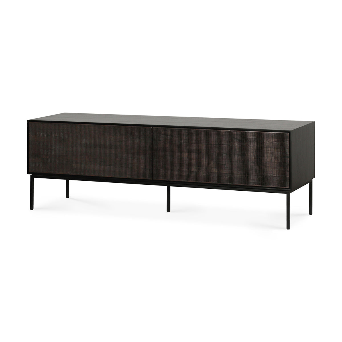 Grooves 1 Flip Down Door & 1 Drawer TV Stand - Modern Entertainment Center for Living Room, Bedroom & Home Theater Storage Solution