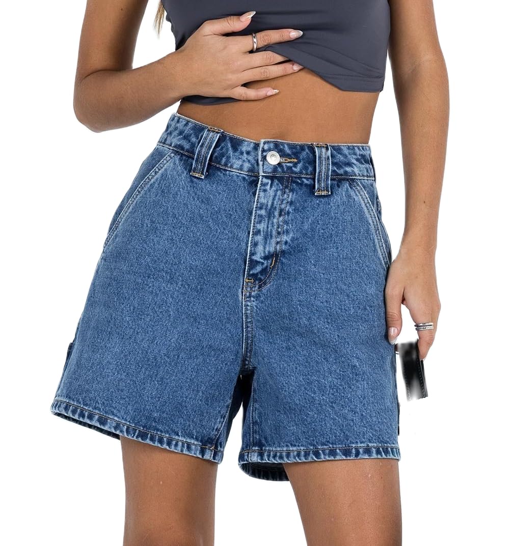 NUFIWI Women's Y2K High Waist Wide Leg Denim Shorts - Vintage Straight Leg Jean Shorts for Summer | Casual Outfit, Beach Wear, Street Style Fashion