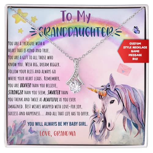 LOLUIS Personalized Granddaughter Birthday Necklace - Custom Engraved Jewelry Gift from Nana & Papa with Message Card - Elegant Pendant for Granddaughters - Perfect Birthday, Christmas & Special Occasion Gifts for Teens & Women