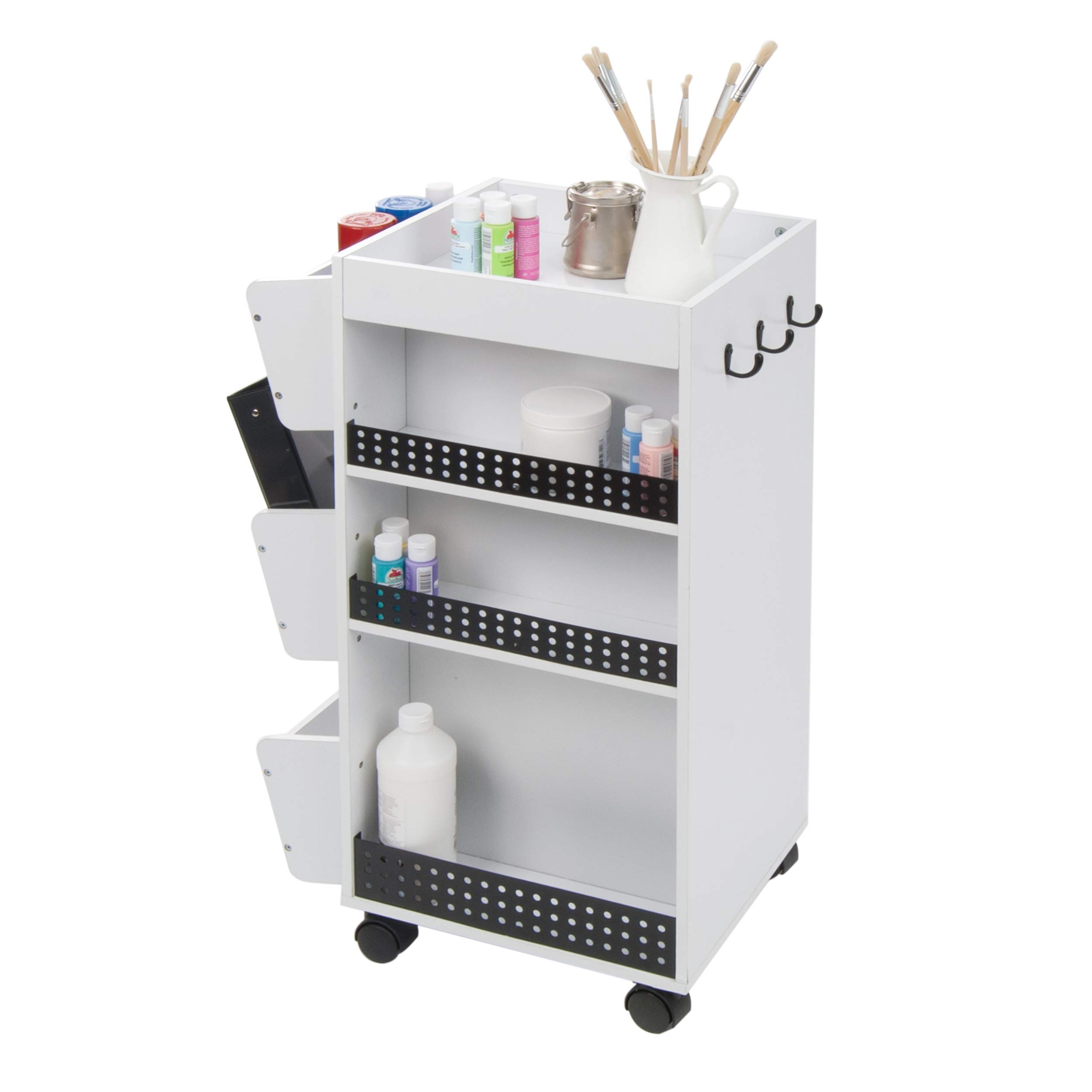 Studio Designs Swivel Organizer - White | 360° Rotating Desktop Storage for Office Supplies, Makeup, or Craft Tools | Perfect for Home Office, Beauty Vanity & Workspace Organization