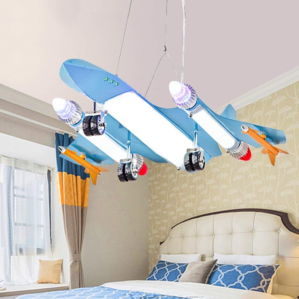 Remote Control Airplane Chandelier for Kids Room - Cartoon LED Ceiling Light with Eye Protection, Segmented Dimming - Perfect for Boys Bedroom, Nursery & Playroom Decor