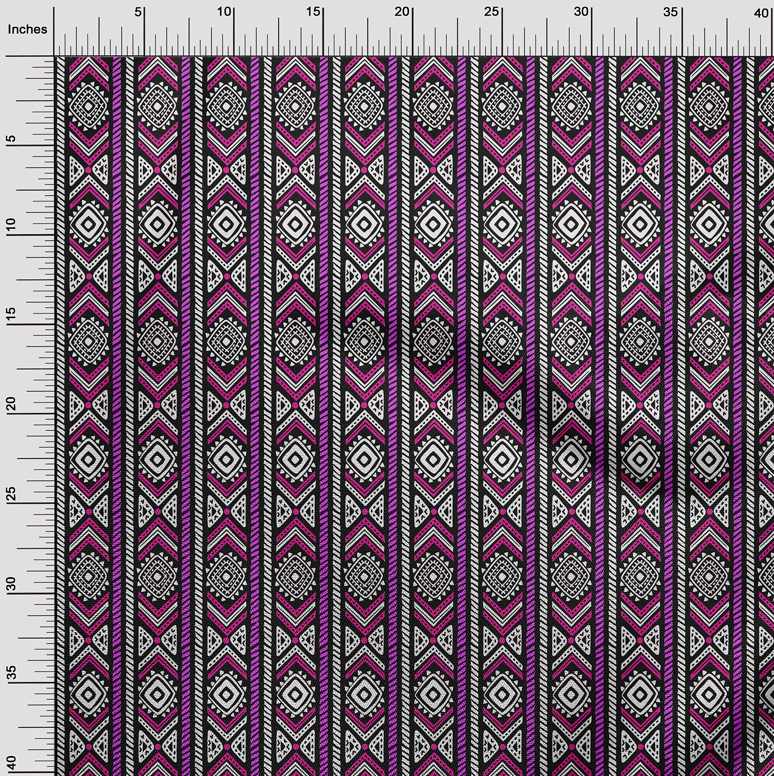 Velvet Pink Tribal Print Fabric by The Yard - 58 Inch Wide for DIY Clothing, Sewing Supplies & Home Decor | Perfect for Dresses, Curtains, Pillows & Crafts