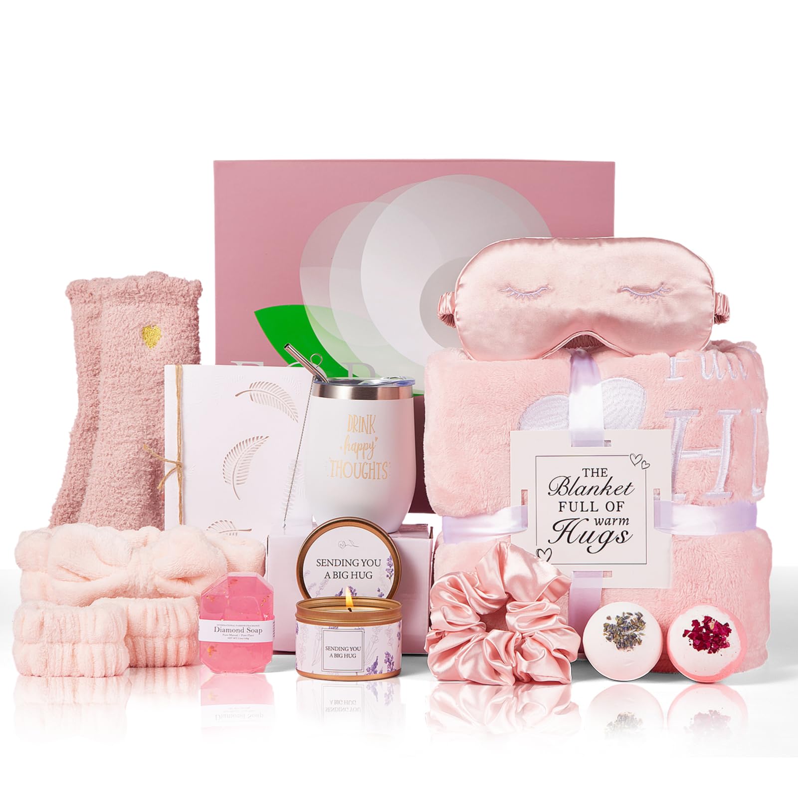 11-Piece Spa Gift Basket for Women - Luxury Flannel Blanket & Tumbler Set - Birthday, Get Well Soon, Self Care & Valentine's Day Gift Ideas - Perfect for Relaxation, Recovery & Special Occasions