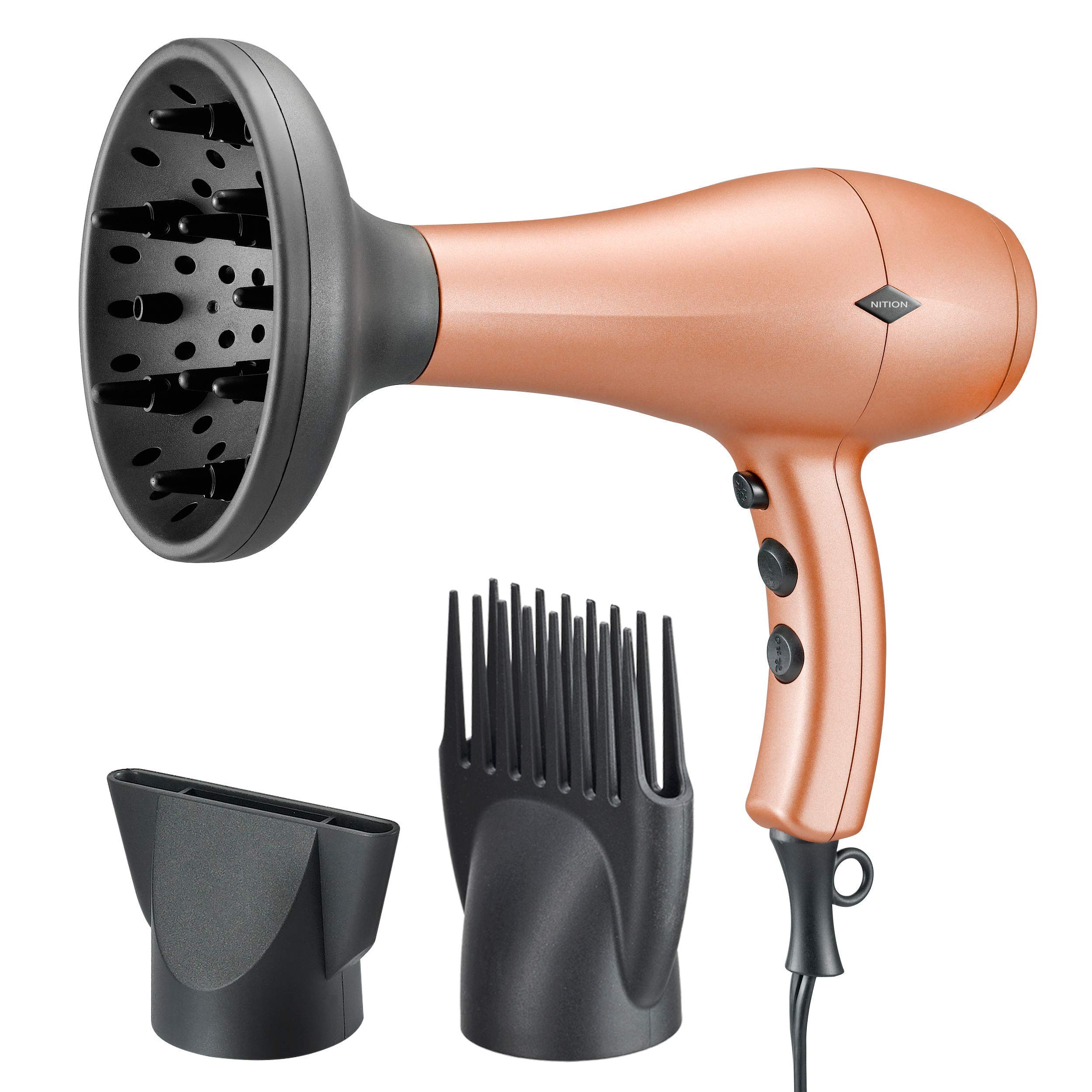 NITION Pro Salon Hair Flat Iron Styling Tool - Professional Hair Straightener & Blow Dryer with Diffuser & Comb Set for Smooth, Shiny Hair - Perfect for Home & Salon Use, Styling, Straightening & Volumizing