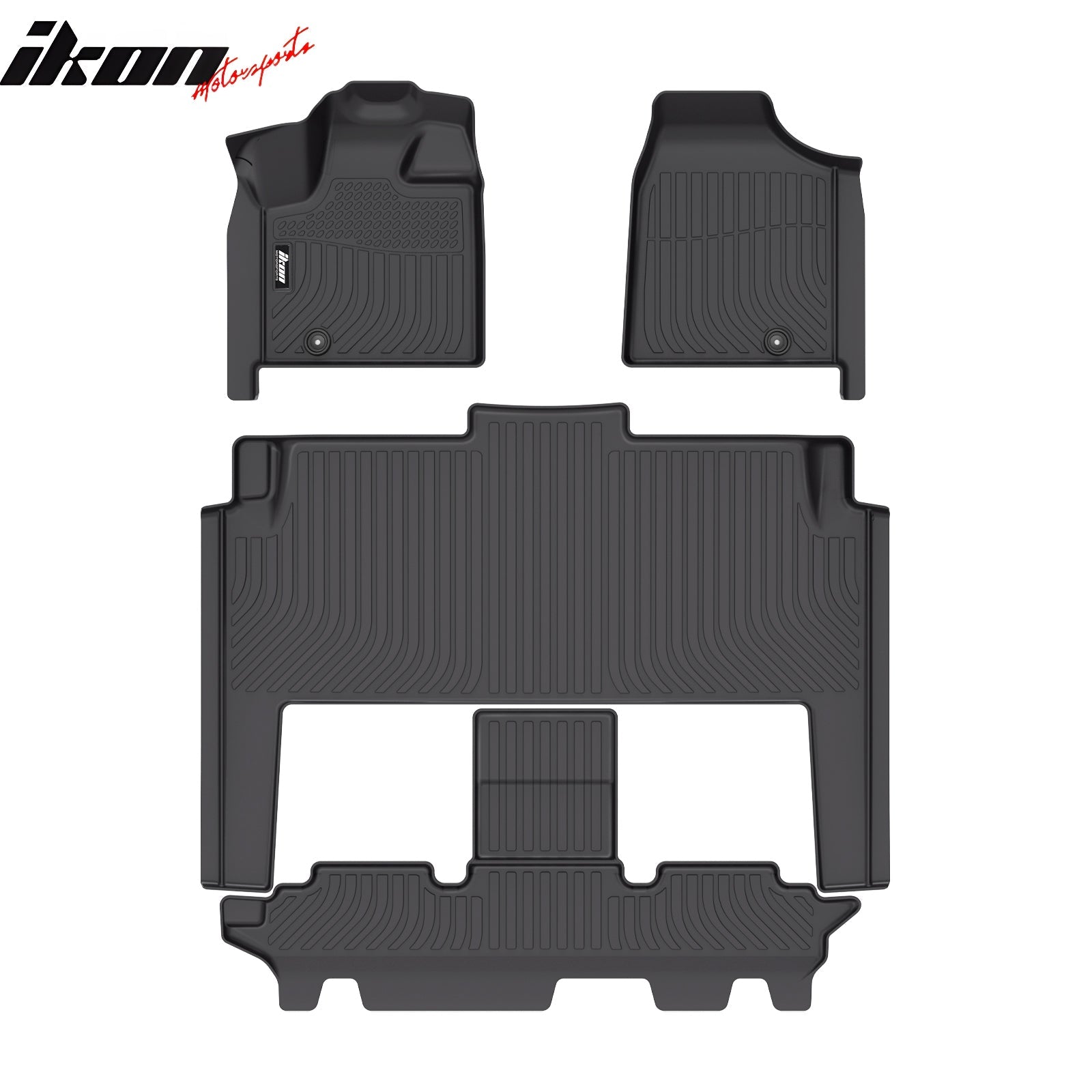 IKON 3D All-Weather Floor Mats for 2008-2020 Dodge Grand Caravan (7 Seater) - Custom Fit Car Floor Liners, Heavy Duty Protection - Perfect for Family Road Trips, Daily Commutes & Extreme Weather Conditions