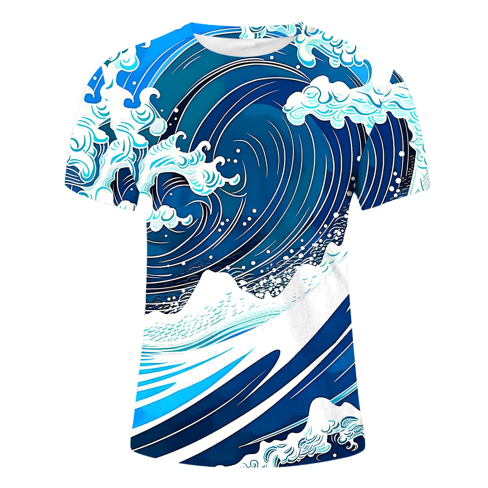 3D Hawaiian Printed T-Shirts for Men | Short Sleeve Beach Waves Graphic Tees | Summer Novelty Streetwear Tops | Perfect for Beach Parties, Vacations & Casual Outings