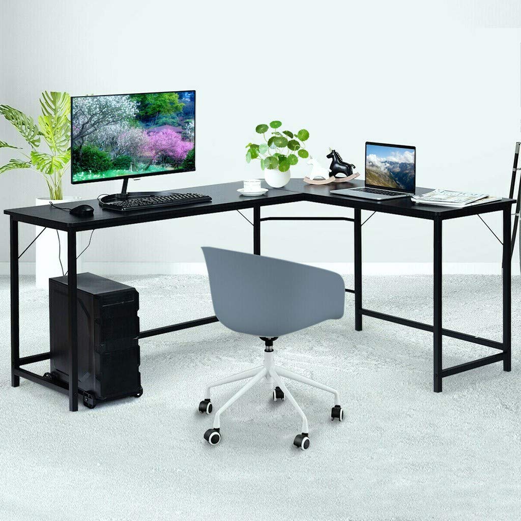 Ergonomic L-Shaped Computer Desk for Home Office & Gaming - Large Corner Desk with Sturdy PC Table & Study Workstation - Perfect for Small Spaces & Multi-Monitor Setups