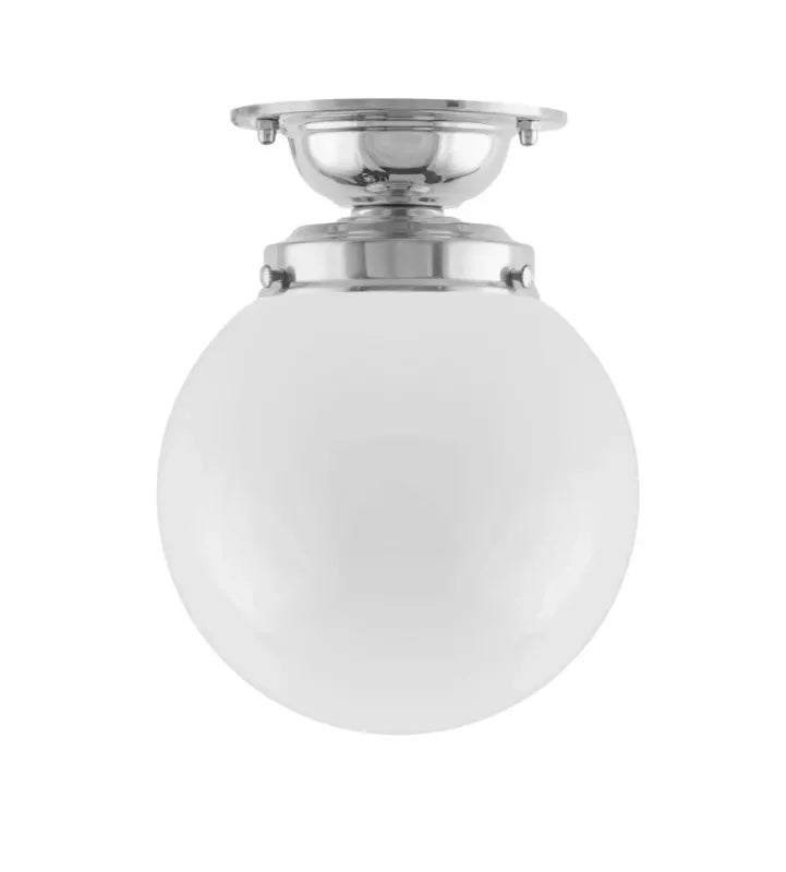 Lundkvist 80 Nickel-Plated Bathroom Ceiling Lamp with Spherical Shade - Modern Lighting Fixture for Bathroom, Powder Room & Spa Decor