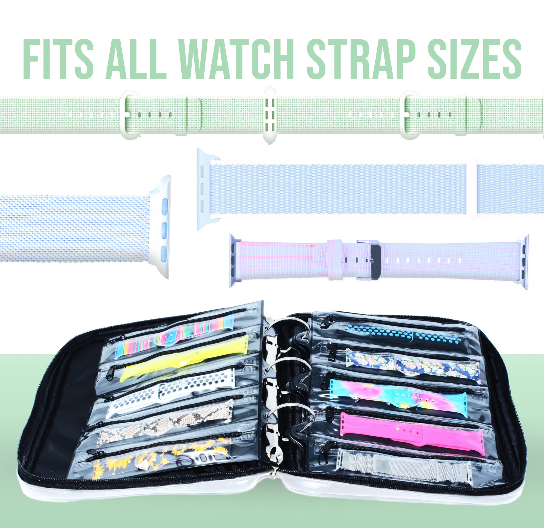 Skywin Apple Watch Band Holder Organizer - Premium Storage Case with Zippered Compartment Sleeves for Multiple Watch Bands | Perfect for Travel, Home Organization & Watch Collection Display