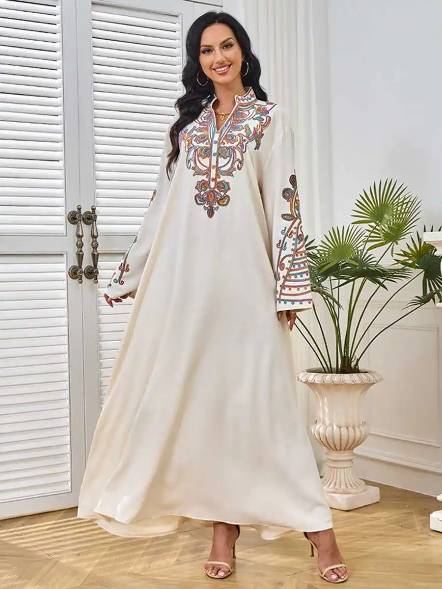Elegant Eid Rope Embroidery Caftan Dress for Women - Flowy Moroccan Kaftan #25232 - Perfect for Eid Celebrations, Weddings & Special Occasions