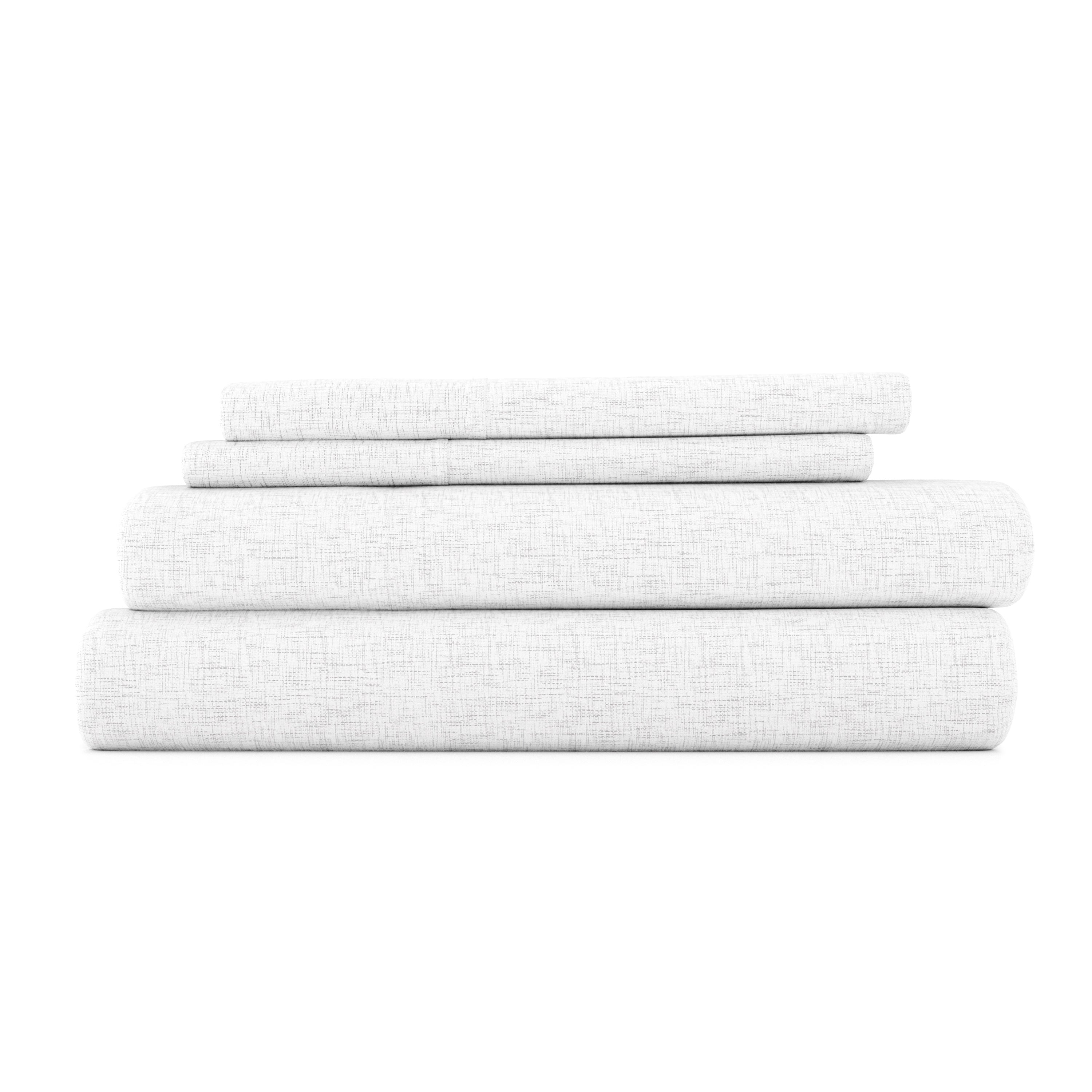 Premium Chambray Style 4-Piece Sheet Set - Soft Breathable Bedding for Queen Size Bed - Perfect for Home, Hotel & Guest Room Comfort