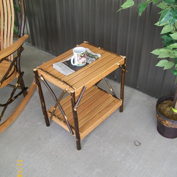 Stylish Hickory End Table for Living Room - Rustic Wood Side Table with Storage Shelf - Perfect for Small Spaces, Bedroom, or Office Decor