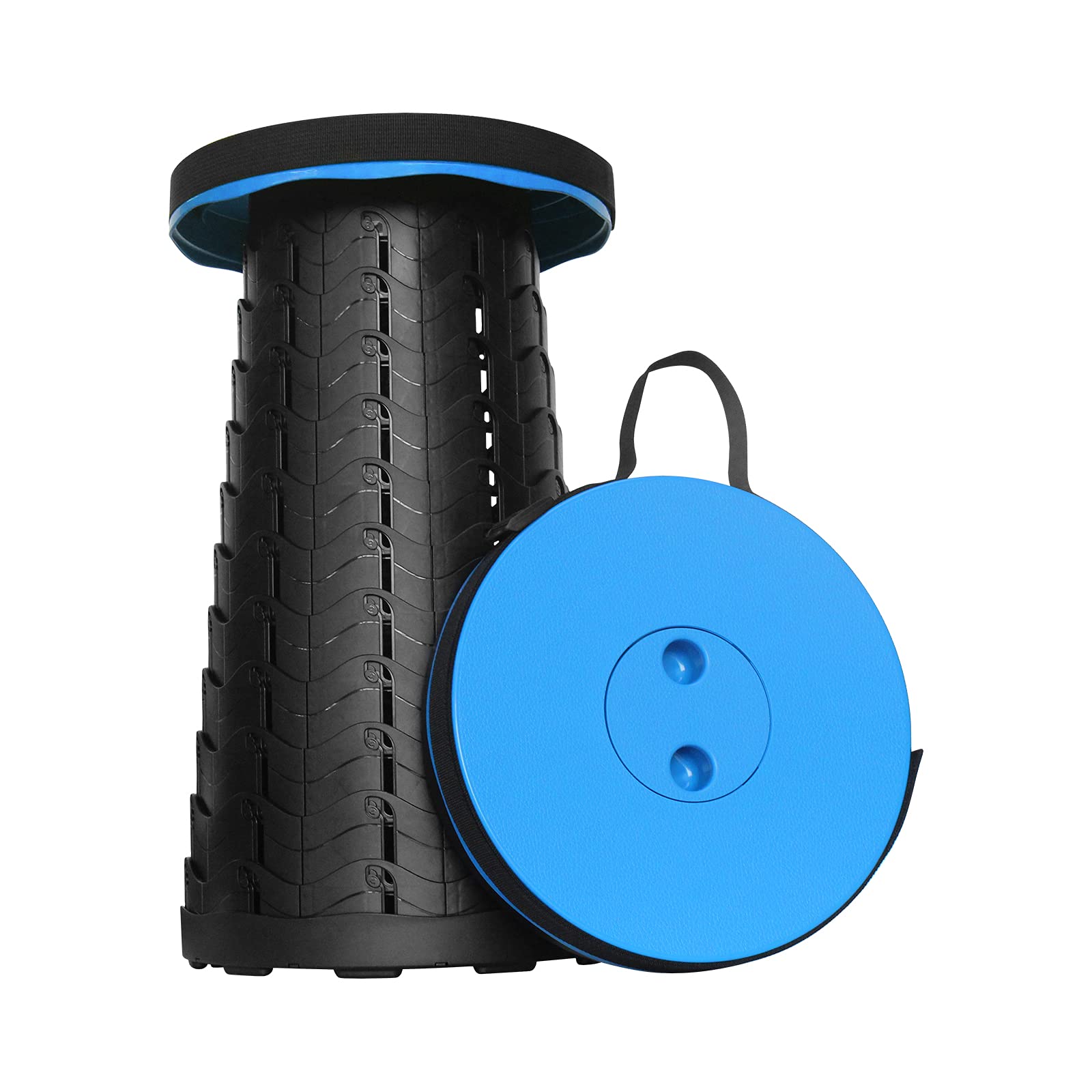 Aihoye Portable Collapsible Stool - Heavy Duty 400lbs Capacity Folding Chair for Camping, Fishing, Hiking, Travel & Outdoor Activities | Compact Telescoping Design | Perfect for Picnics, Beach, Concerts & Backyard BBQs (Blue)