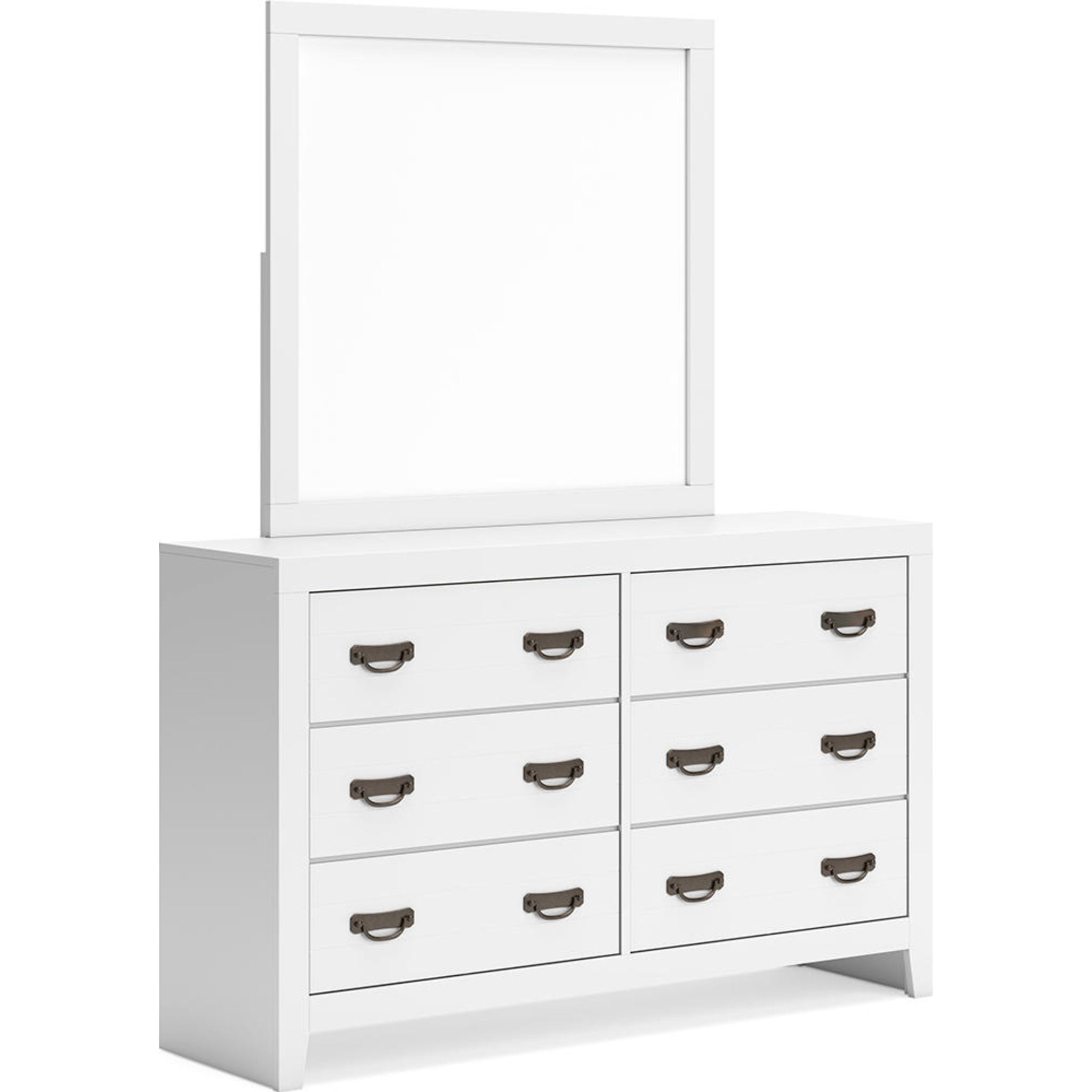 Binterglen 6-Piece Queen Size Bedroom Furniture Set - White Wooden Bed Frame with Nightstands & Dresser for Modern Master Bedroom Decor