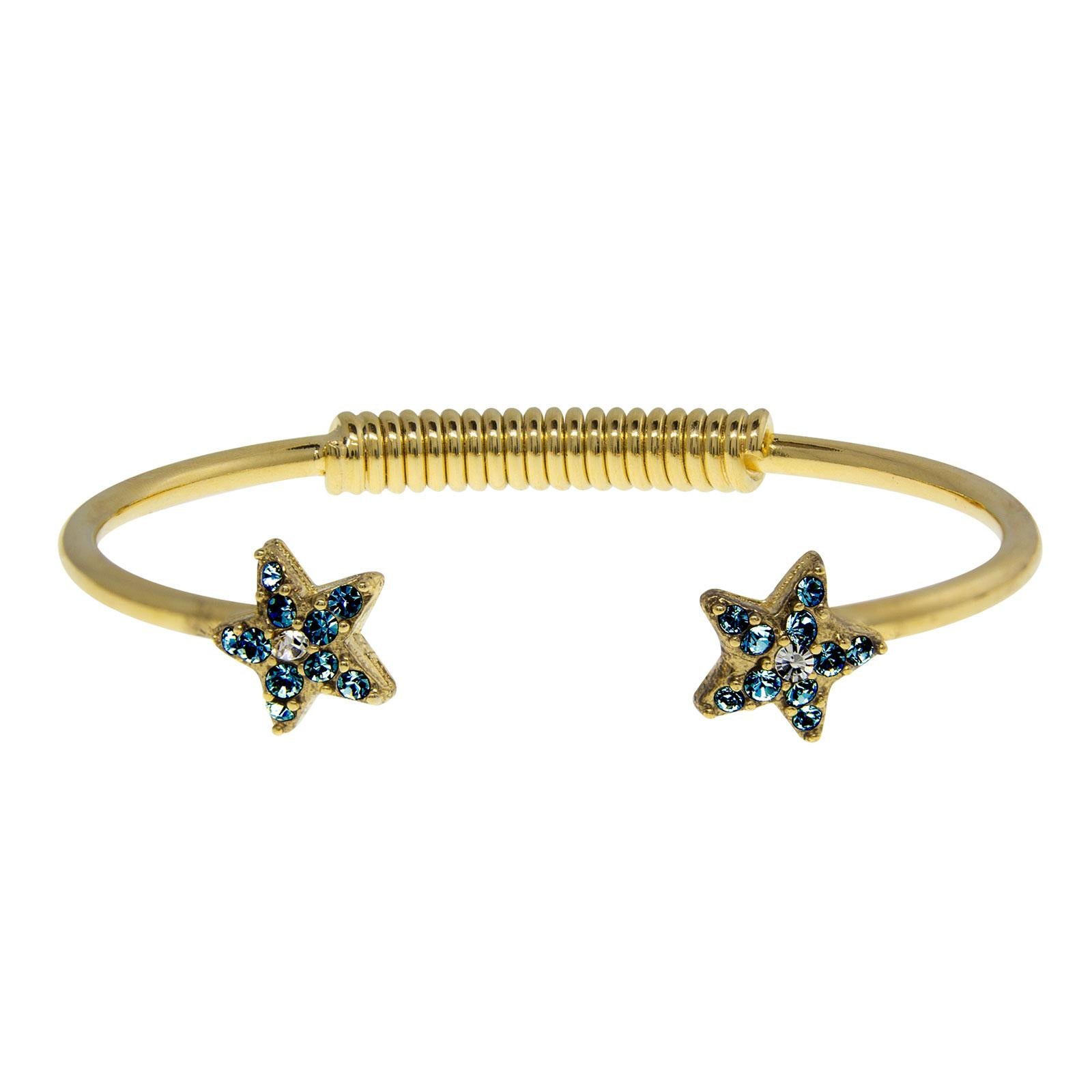 1928 Jewelry Gold Austrian Crystal Star Spring Bracelet for Women - Elegant Fashion Jewelry for Parties, Weddings & Special Occasions