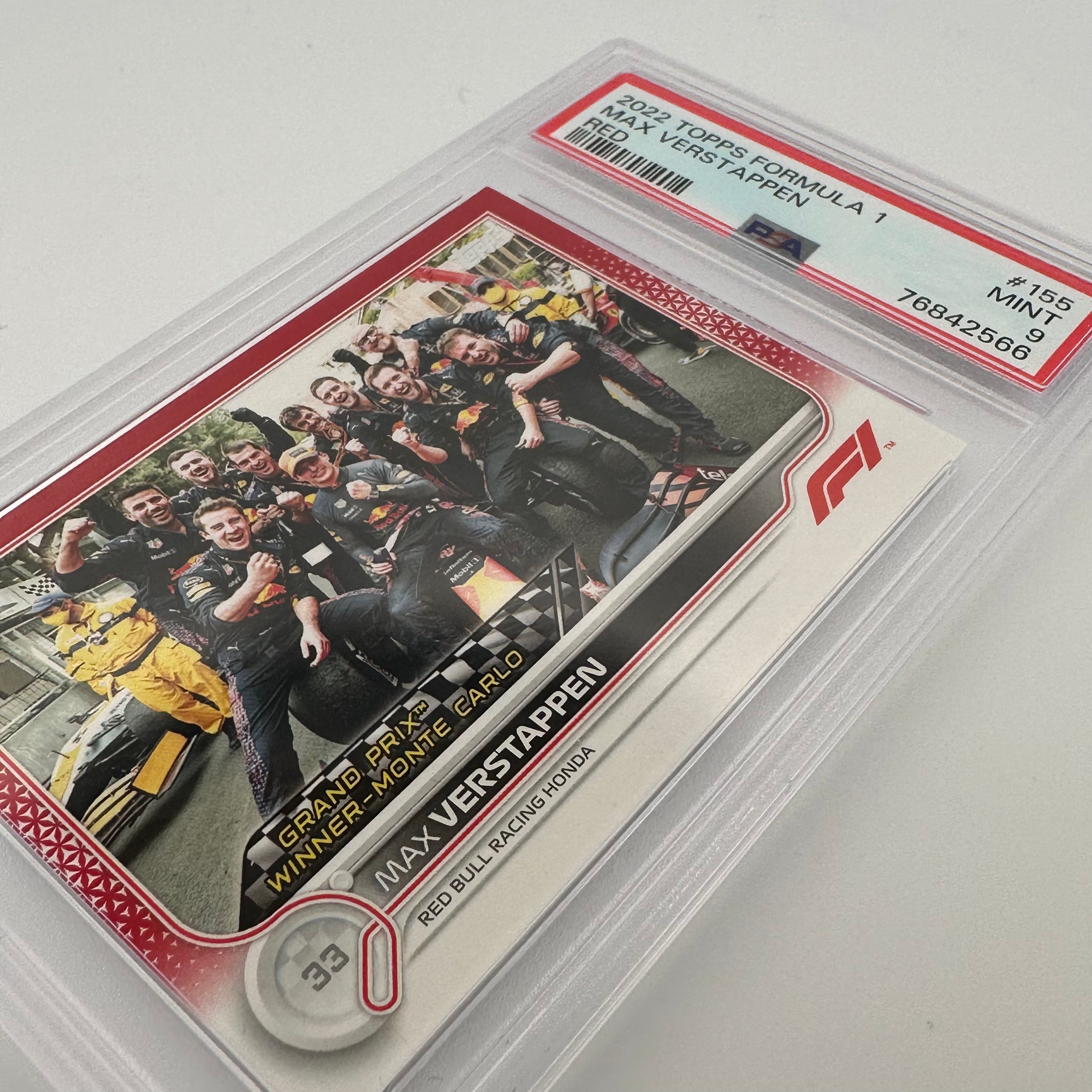 PSA 9 2021 Topps Chrome Formula 1 Max Verstappen #155 Red Refractor Rookie Card - Perfect for F1 Collectors & Racing Fans Display