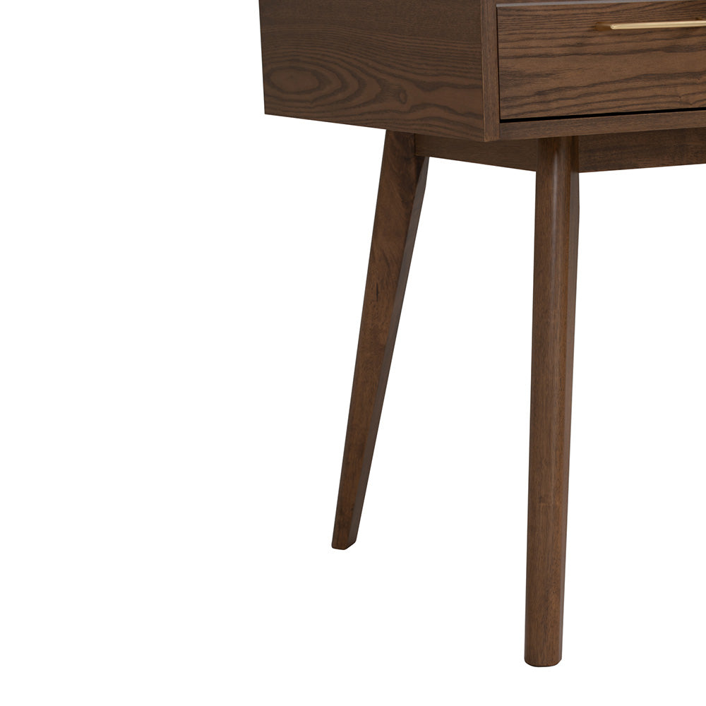 BREDA 110cm Study Desk in Walnut - Modern Writing Desk for Home Office, Study Room & Dormitory - Solid Wood Computer Desk with Spacious Work Surface