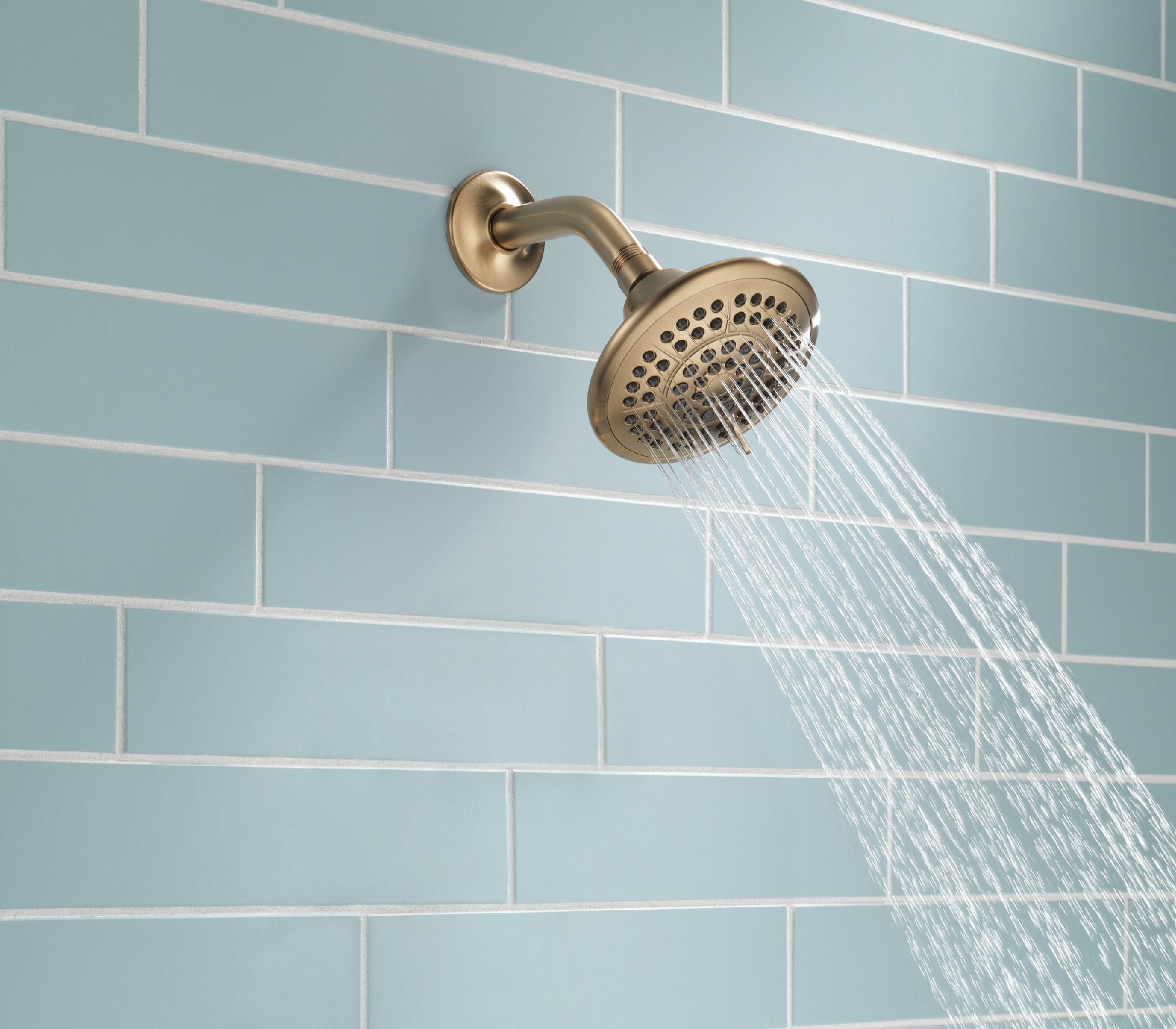 Delta RP78575CZ 5-Setting Touch Clean Shower Head in Champagne Bronze - High Pressure Rainfall Showerhead for Spa-Like Bathroom Experience