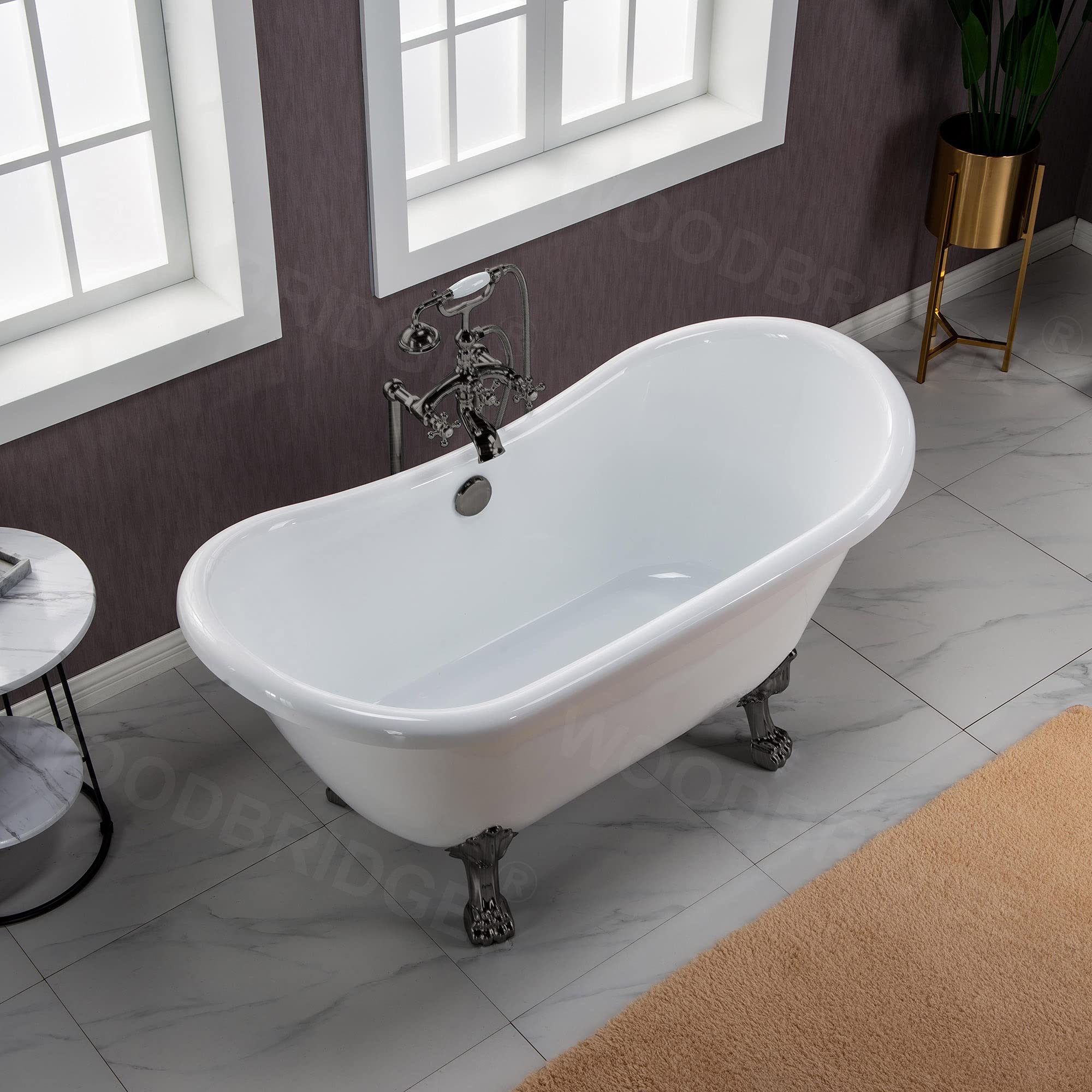 WOODBRIDGE BTA1540-ORB Freestanding Bathtub with Feet & Drain in Oil Rubbed Bronze - Perfect for Modern Bathroom & Spa Retreat