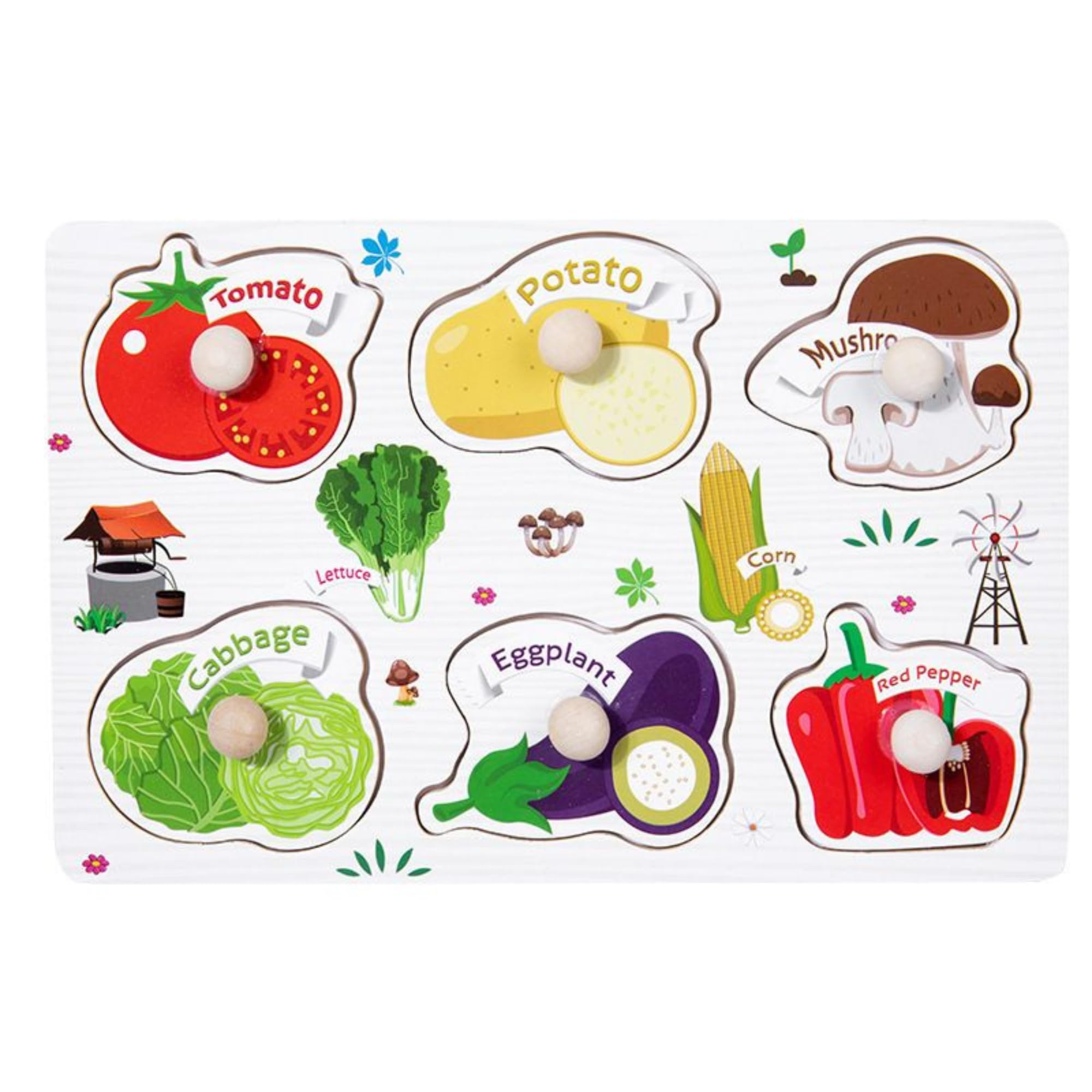 ShopNCart® Wooden Puzzle for Kids Ages 2+ - Educational Animal, Vegetable & Vehicle Toys for Boys & Girls - Colorful Brain Teaser for Early Learning & Family Game Night
