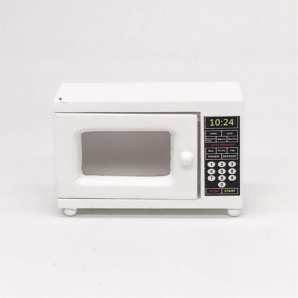 1:12 Scale Dollhouse Miniature Furniture - Wooden Microwave Oven White for Dollhouse Decoration | Perfect for DIY Dollhouse Accessories, Miniature Room Displays & Collectors