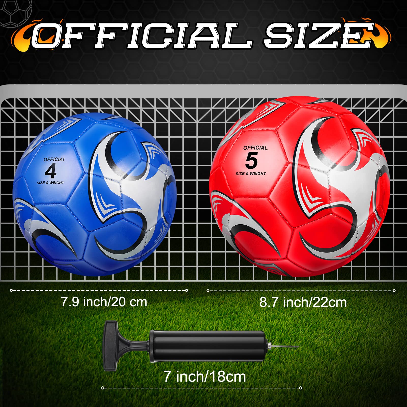 24 Pack Wettarn Machine-Stitched Soccer Balls with Air Pump & Carry Bag - Durable Practice & Training Balls for Outdoor Games, Team Sports & Youth Soccer Gifts
