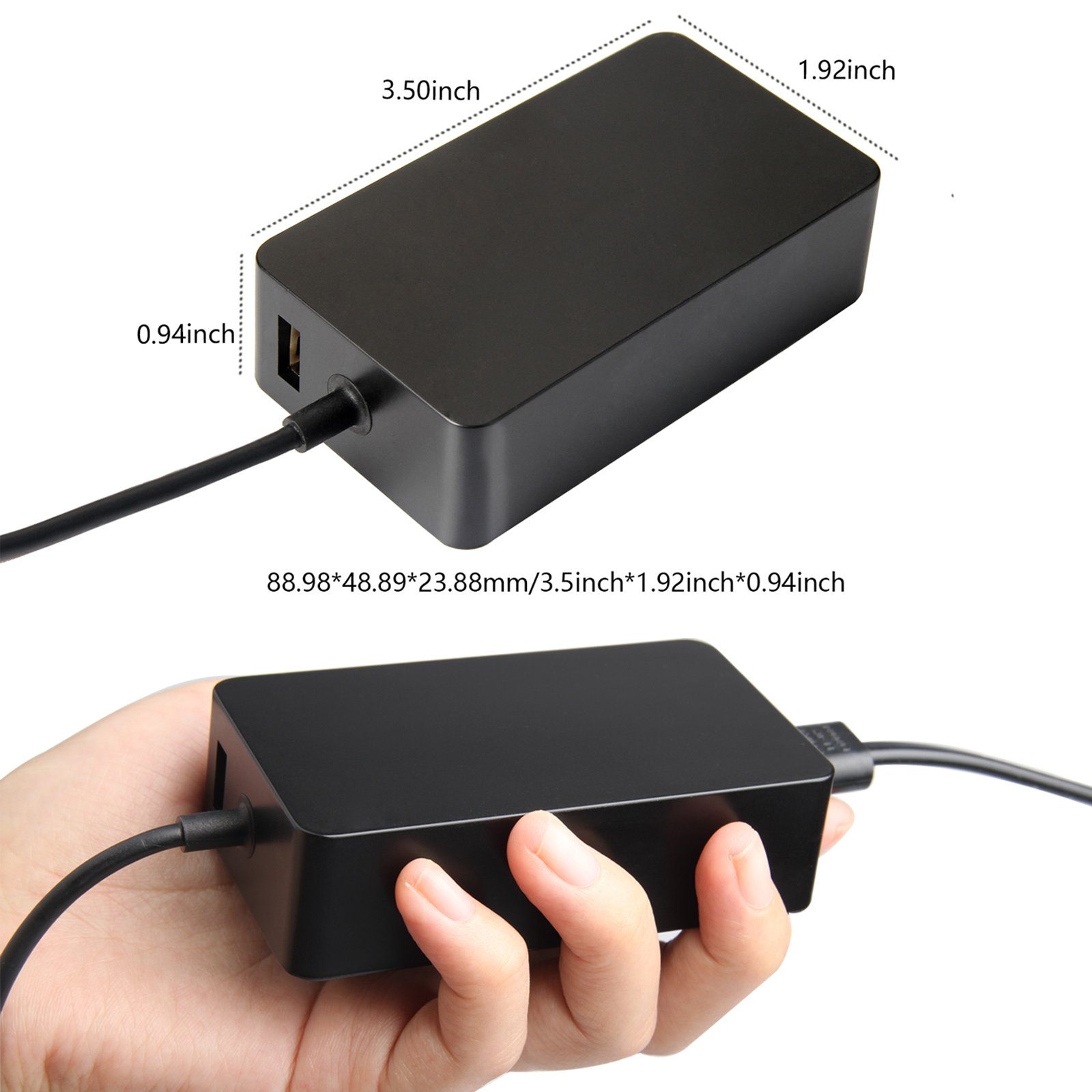 65W Microsoft Surface Pro Charger - Compatible with Surface Pro 9/8/7/6/5/4/3/X, Surface Go 3/2/1, Surface Laptop 5/4/3/2/1 & Surface Book 3/2/1 - Fast Charging Power Adapter for Home, Office & Travel Use