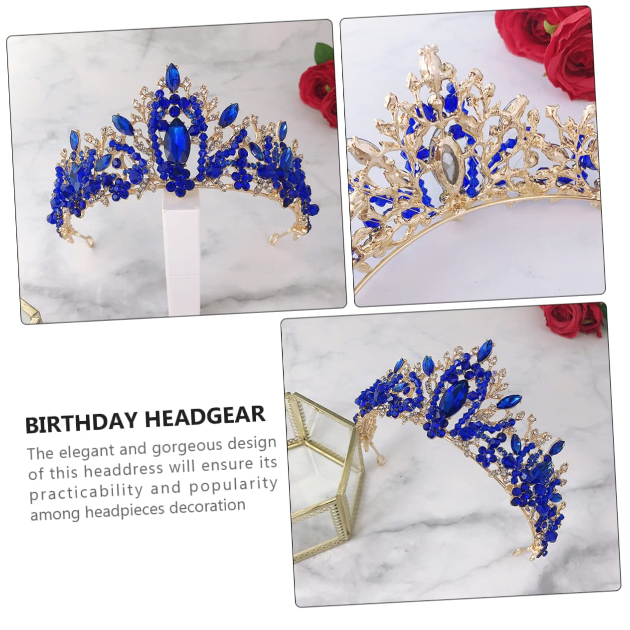 2 Pcs Crystal Crown Wedding Hair Accessories for Bride - Elegant Bridal Tiara & Headdress Jewelry for Women | Perfect for Weddings, Prom, Pageants & Special Occasions