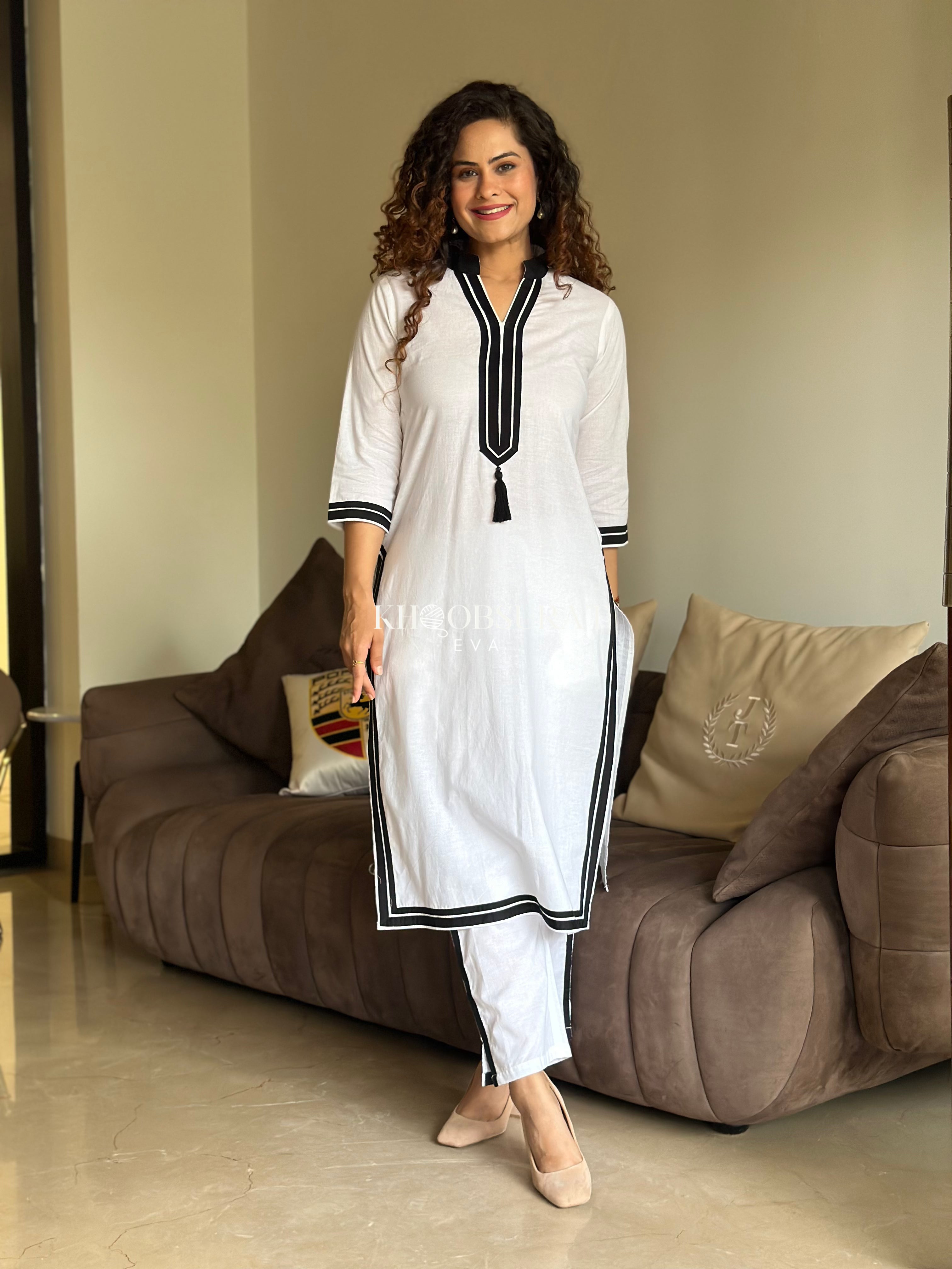 Elegant Noor White Kurta Set for Women - Traditional Pakistani/Indian Ethnic Wear - Perfect for Festivals, Weddings & Special Occasions