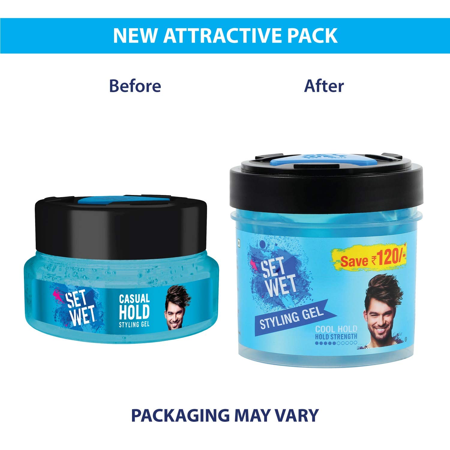 Set Wet Hair Gel Ultimate Hold & Cool Hold Strength - 250ml Each for Strong, Long-Lasting Styling - Perfect for Men's Hairstyling, Parties, and Daily Grooming