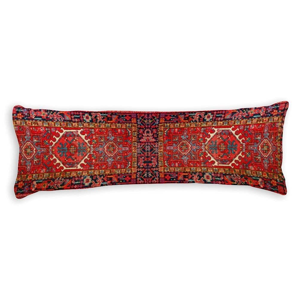 Abstract Oriental Persian Print Faux Carpet Body Pillow Cover 20x54 Inch - Decorative Sofa Bed Pillow Case for Living Room, Bedroom & Home Decor