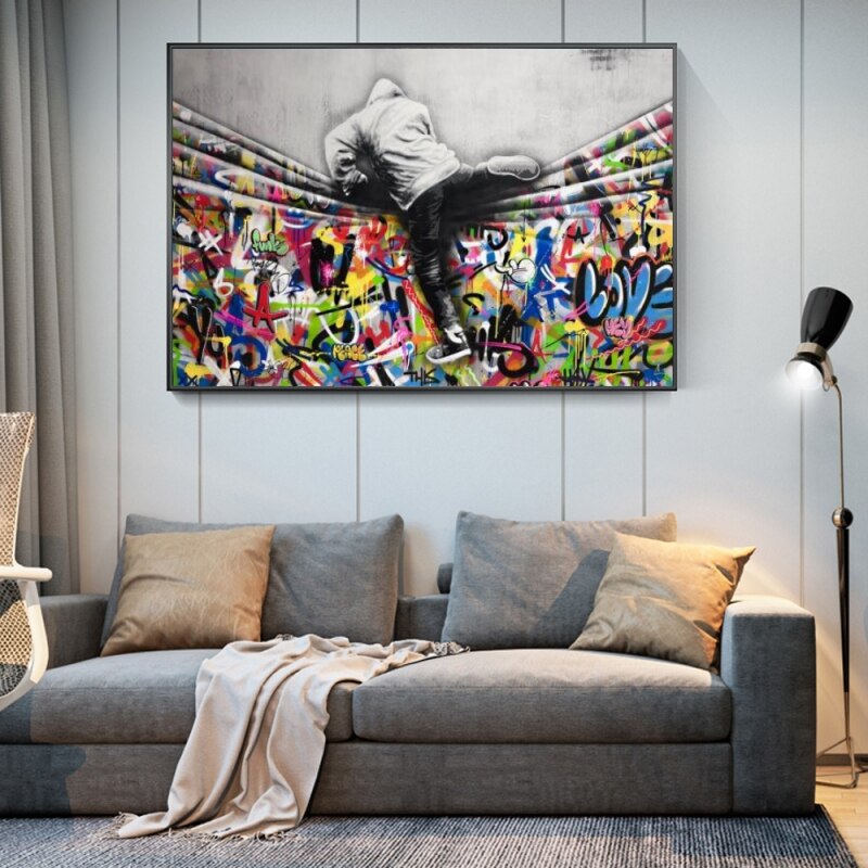 Banksy Magic Behind the Curtain Poster - Street Art Wall Decor for Living Room, Bedroom & Office