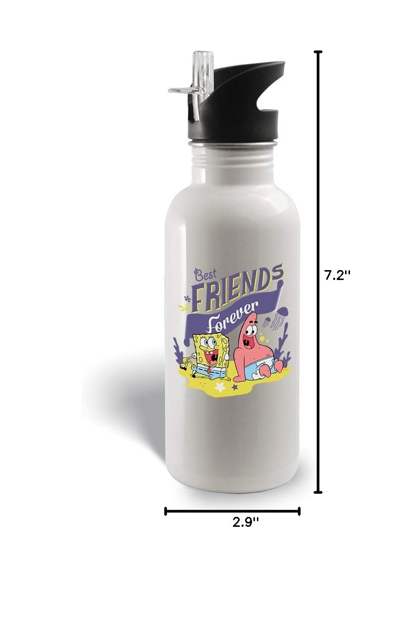SpongeBob SquarePants Insulated Water Bottle - 18oz Stainless Steel Tumbler with Straw & Lid, BPA-Free Leakproof Travel Cup for Kids & Adults - Perfect for School, Gym, Hiking and Outdoor Activities