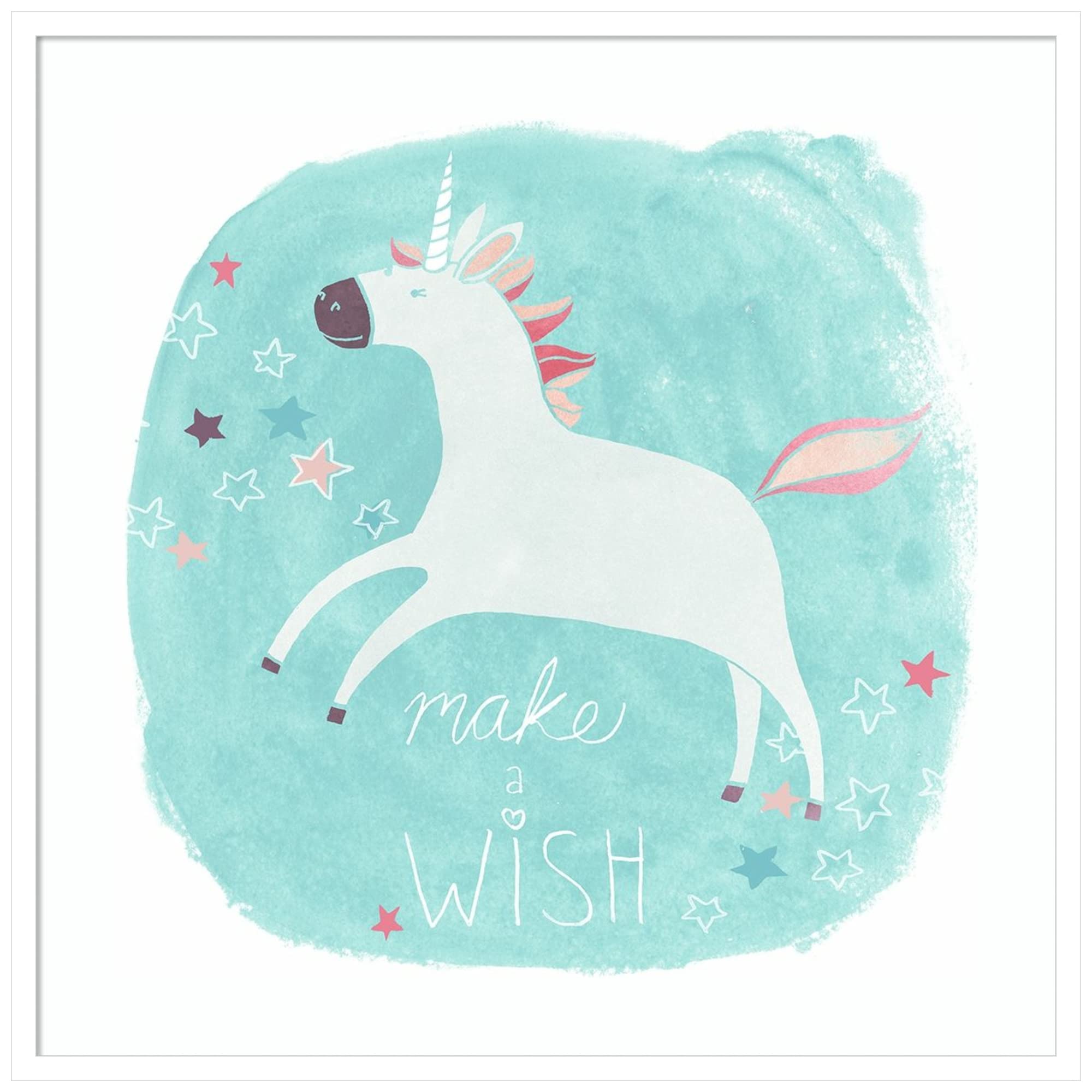 Amanti Art Magic Unicorn Squad II by June Erica Vess - 33x33 Inch Wood Framed Wall Art Print with Svelte White Frame - Perfect for Kids' Bedroom, Nursery, or Playroom Decor
