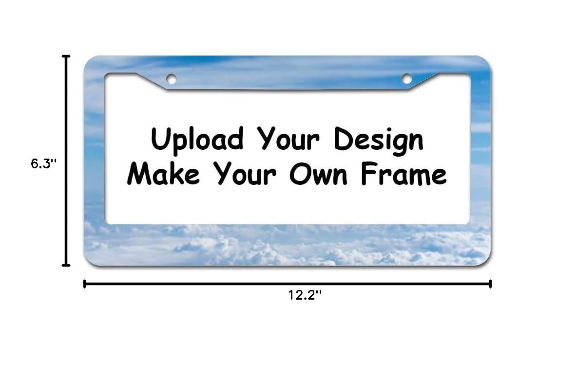 Custom License Plate Frame - Personalized with Image, Photo, Logo, Text & Name - Funny Vanity Car Plate Holder - Chrome 2-Hole Metal Car Accessories for Cars, Trucks & SUVs - Perfect Gift for Car Enthusiasts & Personalized Vehicle Decor