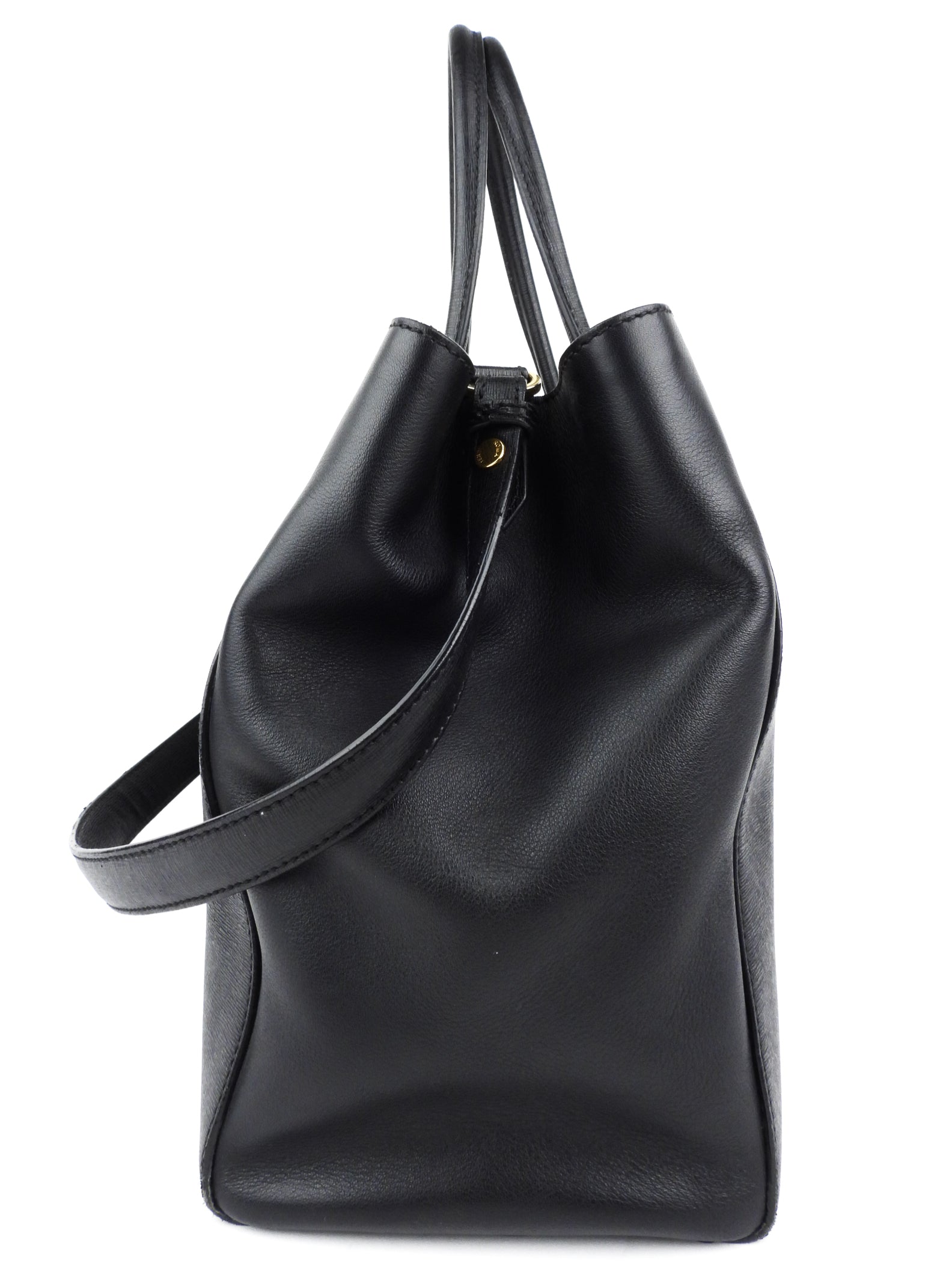 Fendi Black Leather 2Jours Two-Way Tote Bag for Women | Luxury Designer Handbag for Work, Travel & Everyday Use