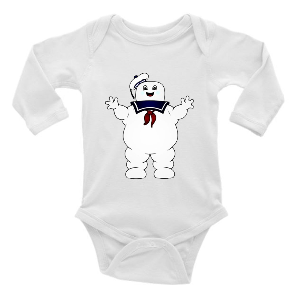 Ghostbusters Stay Puft Marshmallow Man Long Sleeve Unisex Onesie Pajamas - Halloween Costume & Movie Night Sleepwear for Adults