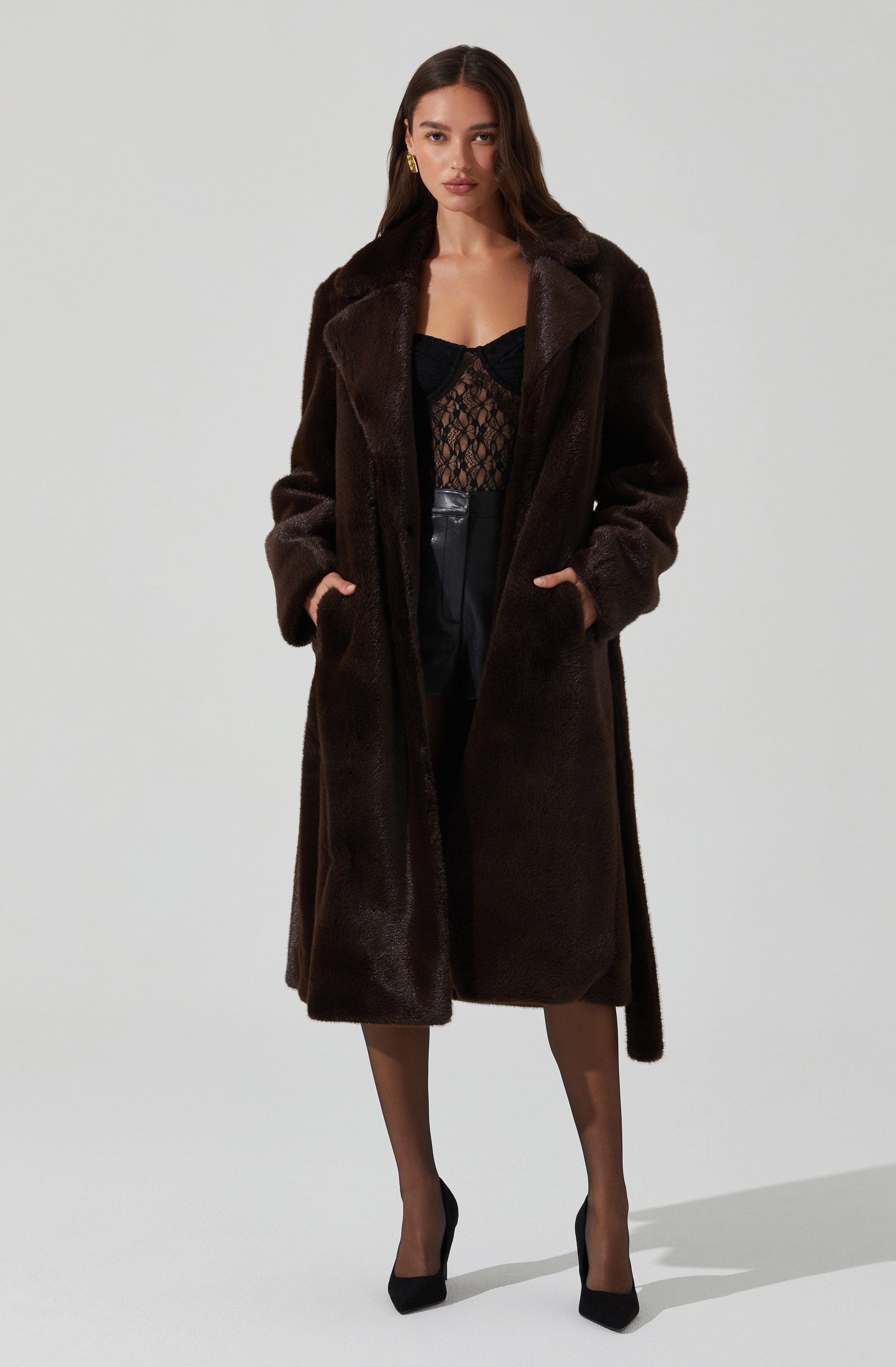 Maisie Faux Fur Longline Coat for Women - Winter Warm Oversized Teddy Jacket - Cozy Outerwear for Fall & Winter Fashion - Perfect for Casual Outings, Date Nights and Holiday Parties