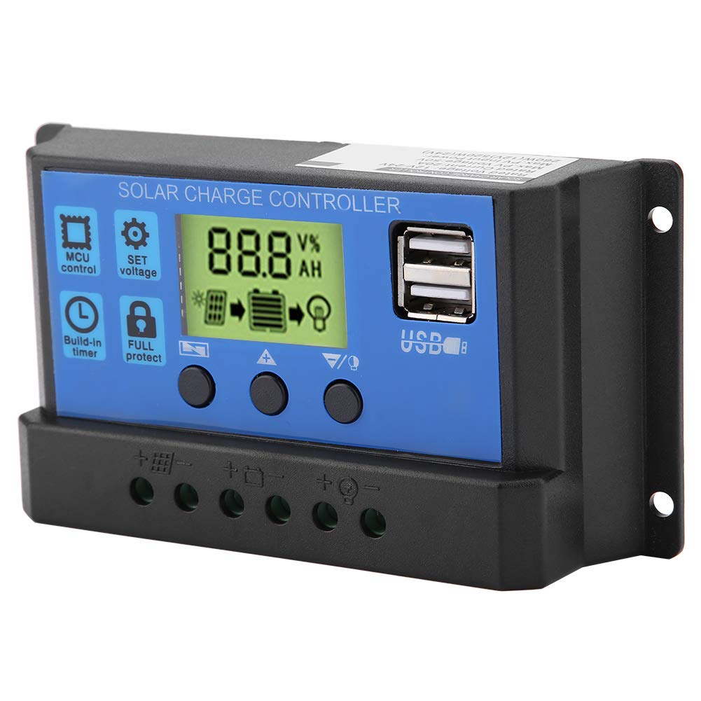 10A Solar Charge Controller with Overcurrent Protection - Built-in Multiple Safety Features for Efficient Solar Panel Charging & Battery Management - Ideal for Off-Grid, RV, Marine, and Home Solar Systems